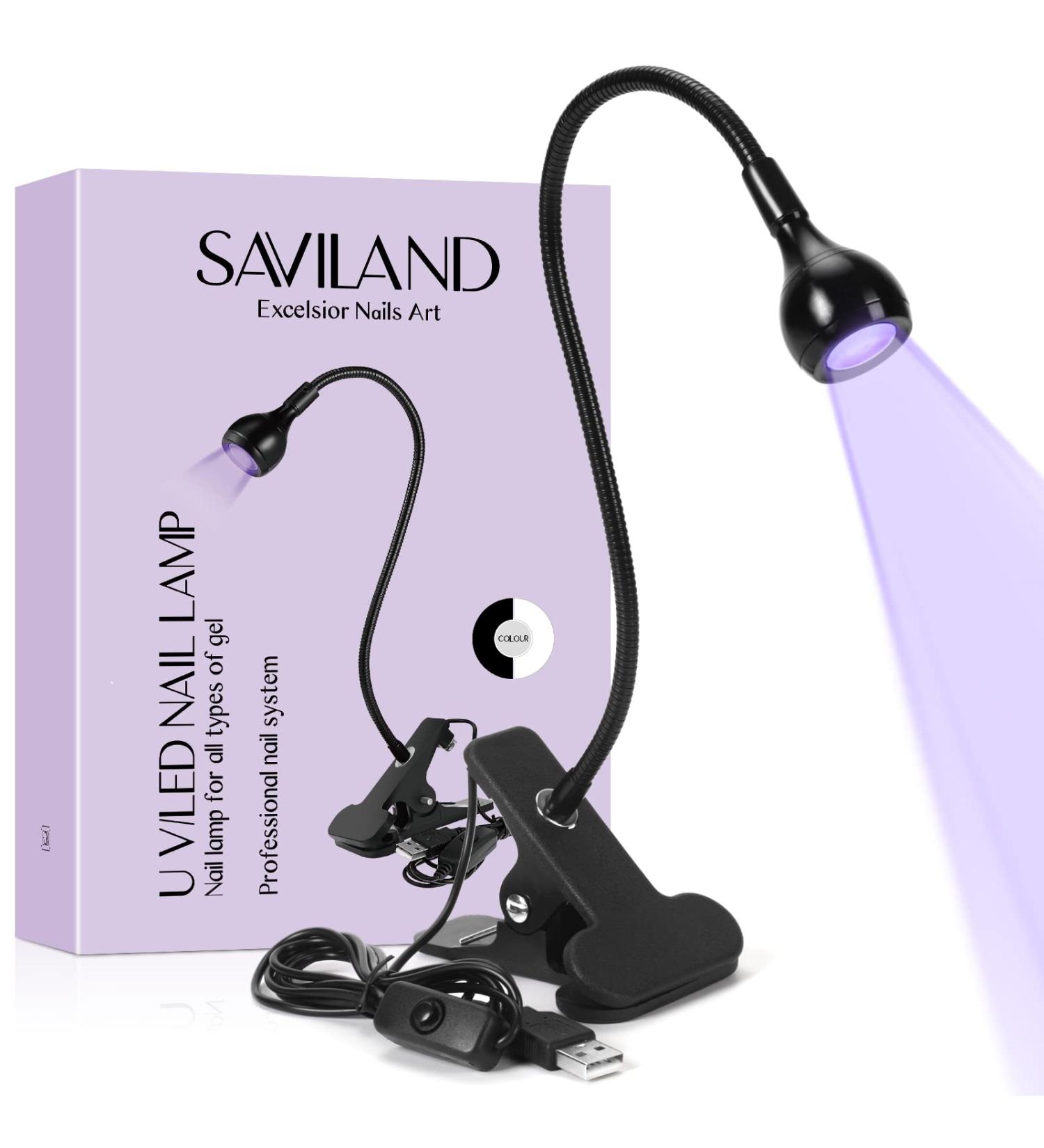 Saviland Mini Black Light LED Nail Lamp with Securing Clip - Rotatable Nail Dryer for Gel Polish - 3W U V Nail Lamp for Manicure at Home - Buy Online on SooperMarket.com