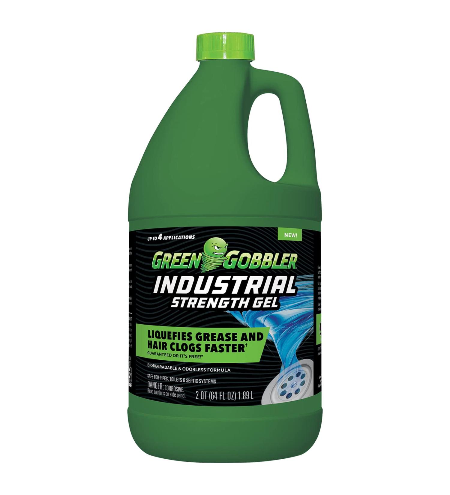 Green Gobbler Industrial Strength Drain Clog Remover Gel | Safe for Pipes Toilets Sinks & Septic Systems - 64 fl. oz - Buy Online on SooperMarket.com