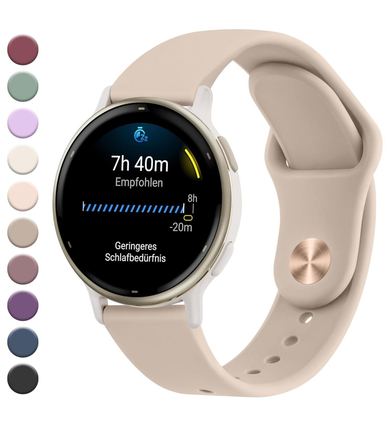 Mugust Adjustable Silicone Bracelet for Garmin Vivoactive 5/3 Vivomove 3/HR/Luxe/Style and Forerunner 55/245/645 - 20mm Sports Replacement in Milk Tea Color - Buy Online on SooperMarket.com