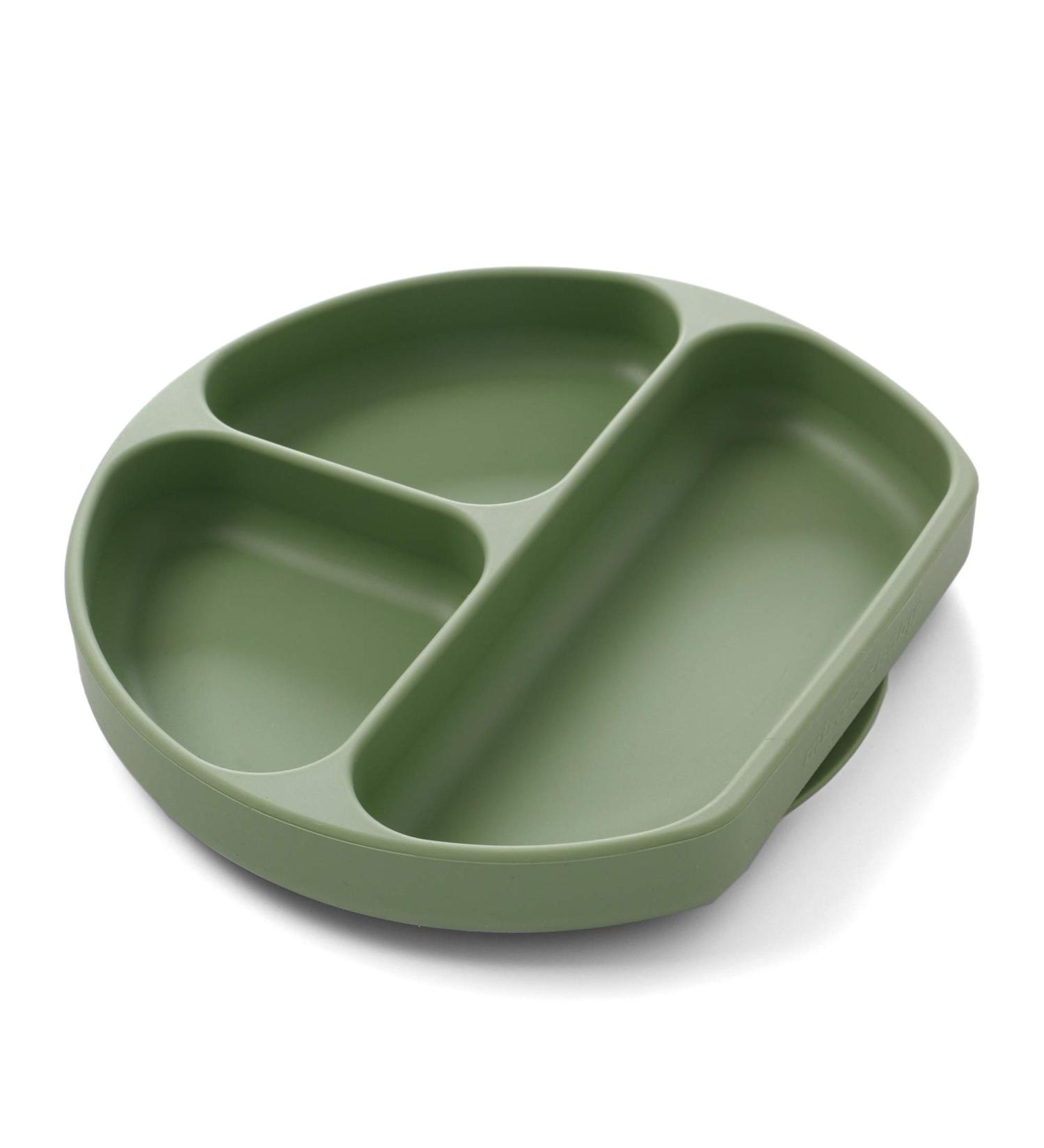 Baby Silicone Suction Divided Plate - Non Toxic, BPA Free, Waterproof, Dishwasher Safe - Green - Buy Online on SooperMarket.com
