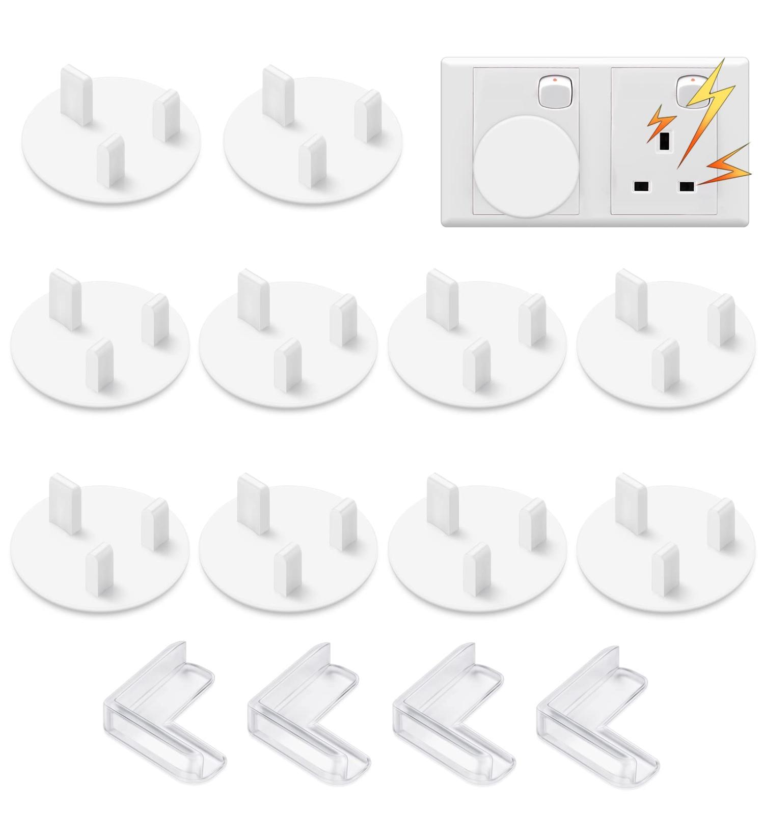 Child Safety Plug Socket Covers UK - 10 Socket + 4 Corner Protector Set - Buy Online on SooperMarket.com