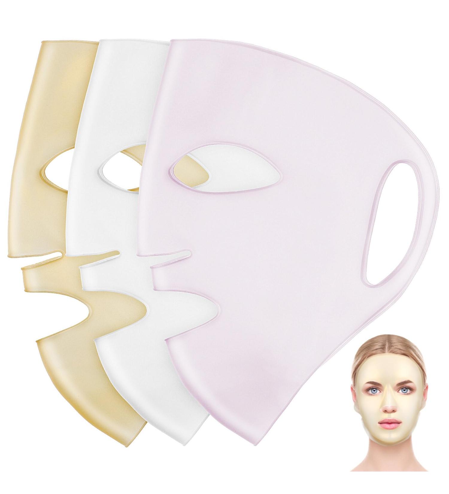 FRCOLOR Silicone Face Masks - Reusable Moisturizing Mask Sheet for Skincare | 3 Pcs Beauty Tool for Women & Girls - Buy Online on SooperMarket.com