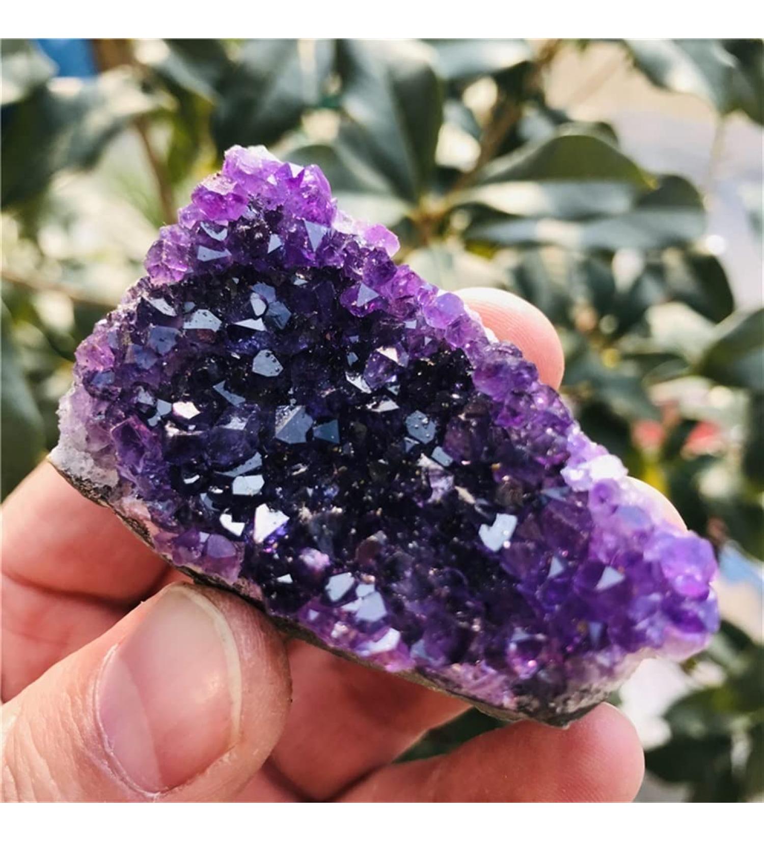 Natural Amethyst Cluster Quartz Crystal geode Specimen Suitable for Home HOMEZHOU (Size : 160-190g) - Buy Online on SooperMarket.com