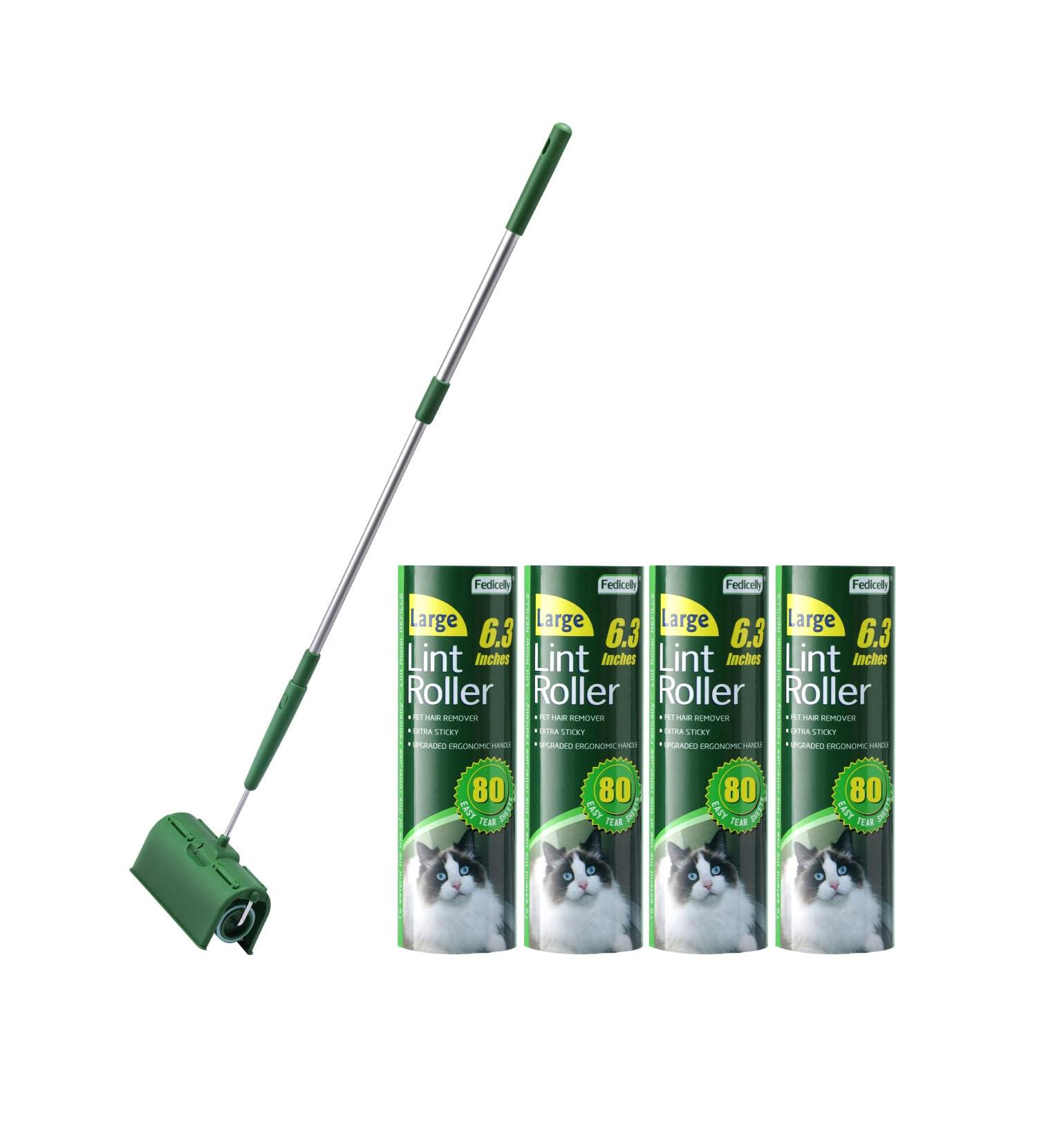 Fedicelly Large Lint Roller for Pet Hair Removal - 320 Extra Sticky Sheets - Giant Brush for Clothes, Furniture, and Carpet - Extendable Handle - 6.3 inches Wide - Buy Online on SooperMarket.com