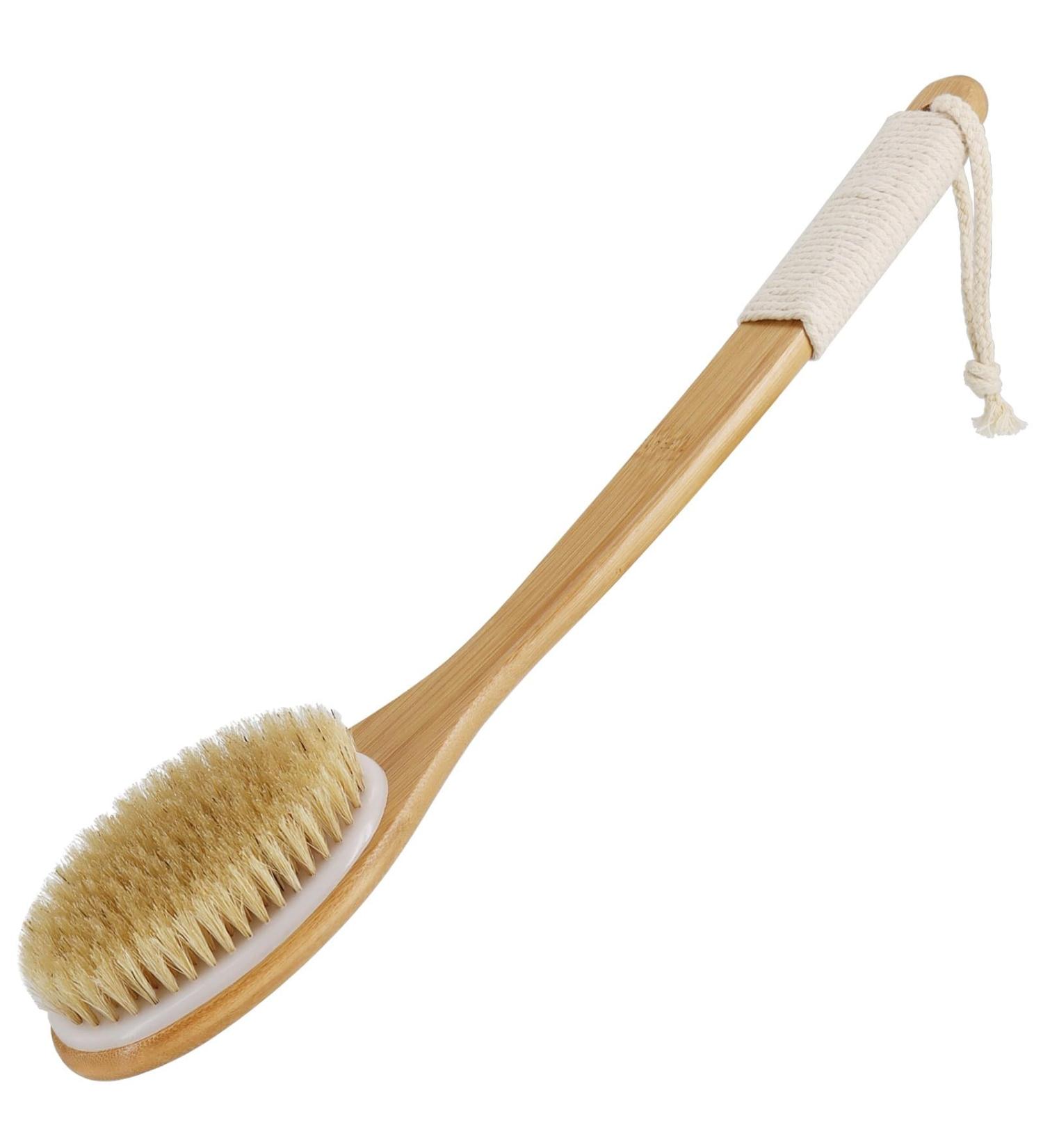 Saunnihen 43cm Bamboo Back Brush - Natural Bristle Shower & Dry Brush for Dead Skin & Cellulite Removal | International Shipping - Buy Online on SooperMarket.com