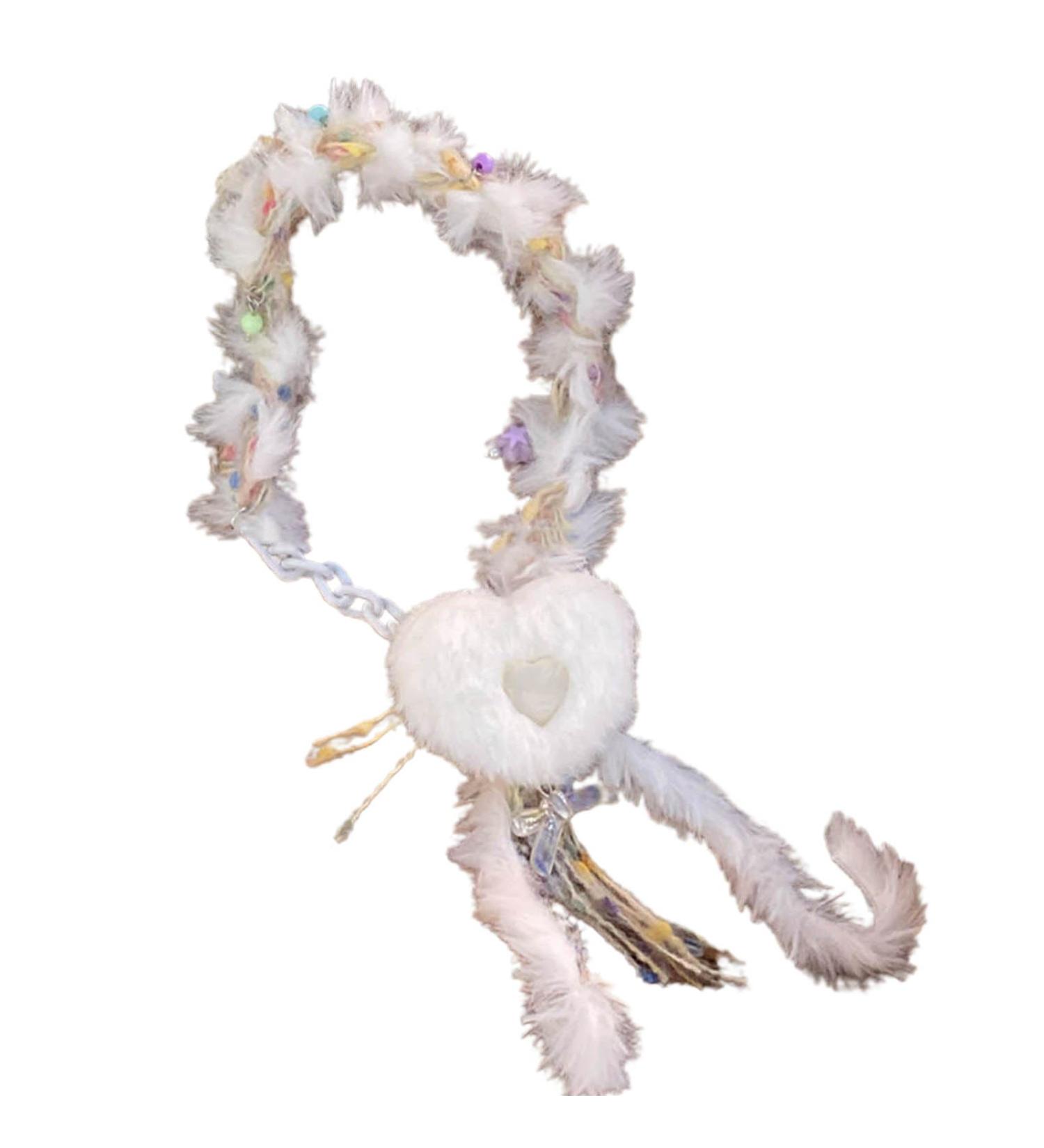 Oralgo Heart-Shaped Collarbone Chain Necklace | Colorful Fluffy Choker Accessory for Girls - Buy Online on SooperMarket.com