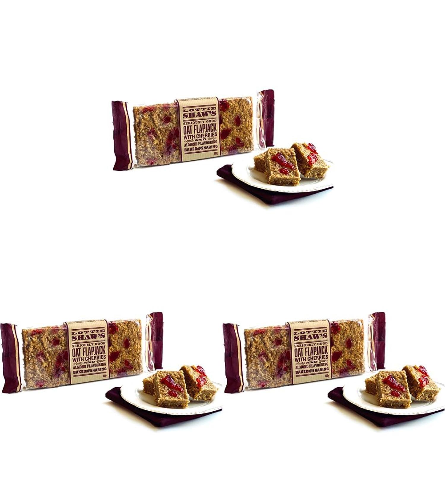 Lottie Shaw's Oat Flapjack with Cherries & Almond Flavouring 300g (Pack of 3)