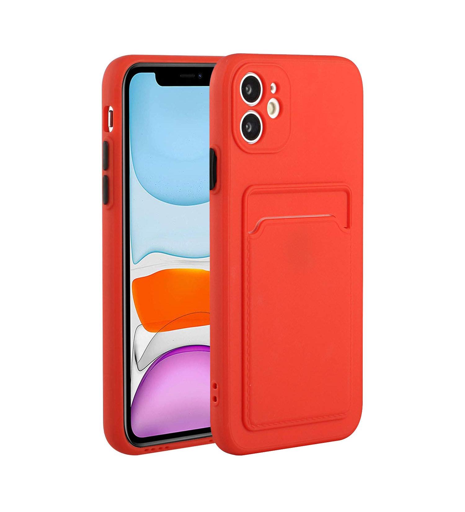 Buy Tivenfezk Nadoli Ultra Thin Silicone Case for iPhone 15 Plus - Shockproof Scratch-Resistant Red TPU Wallet Cover with Card Holder - Buy Online on SooperMarket.com