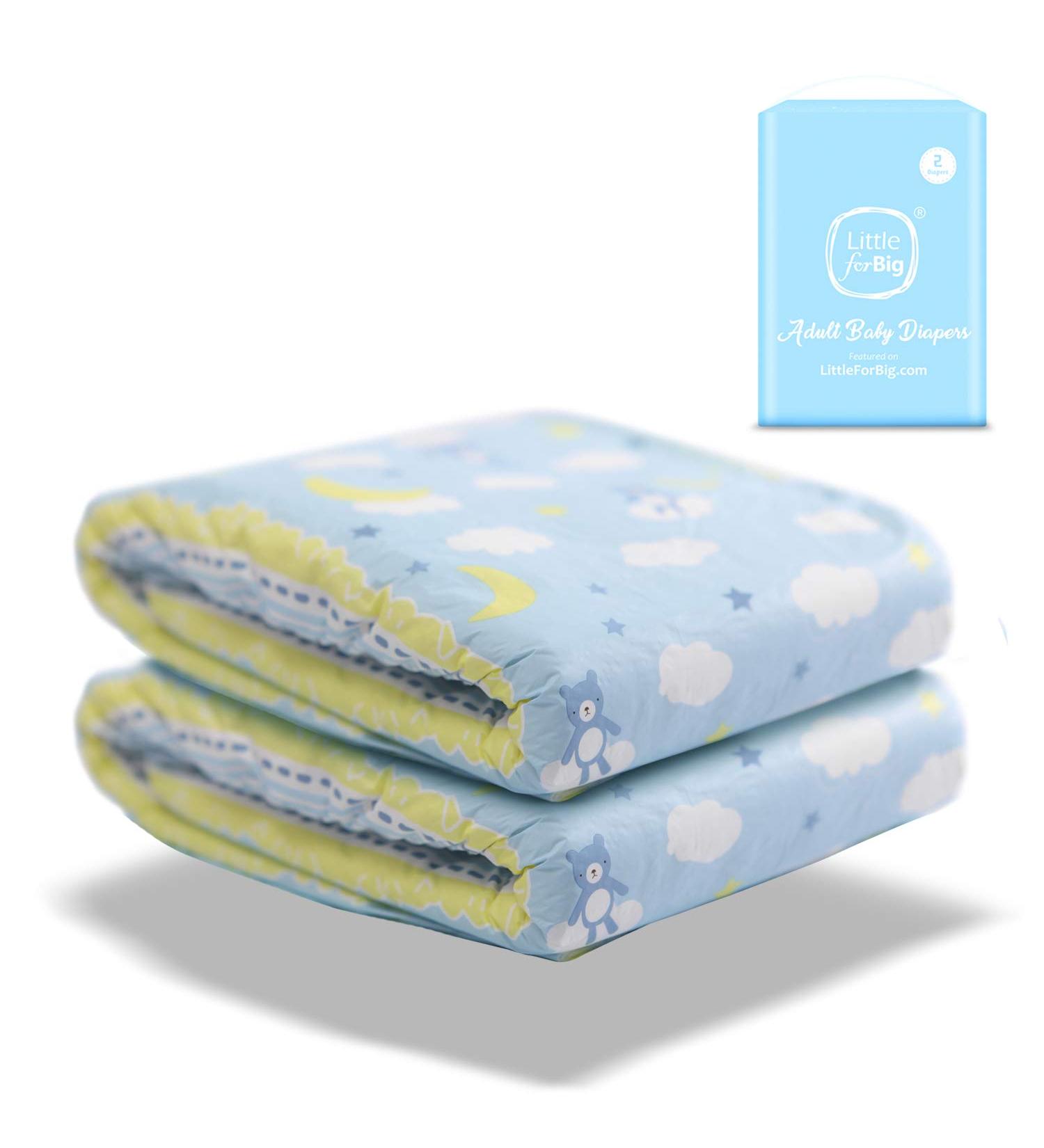 LittleForBig Printed Adult Brief Diapers | ABDL 2 Pack - Little Dreams LL in Blue | Shop Now - Buy Online on SooperMarket.com