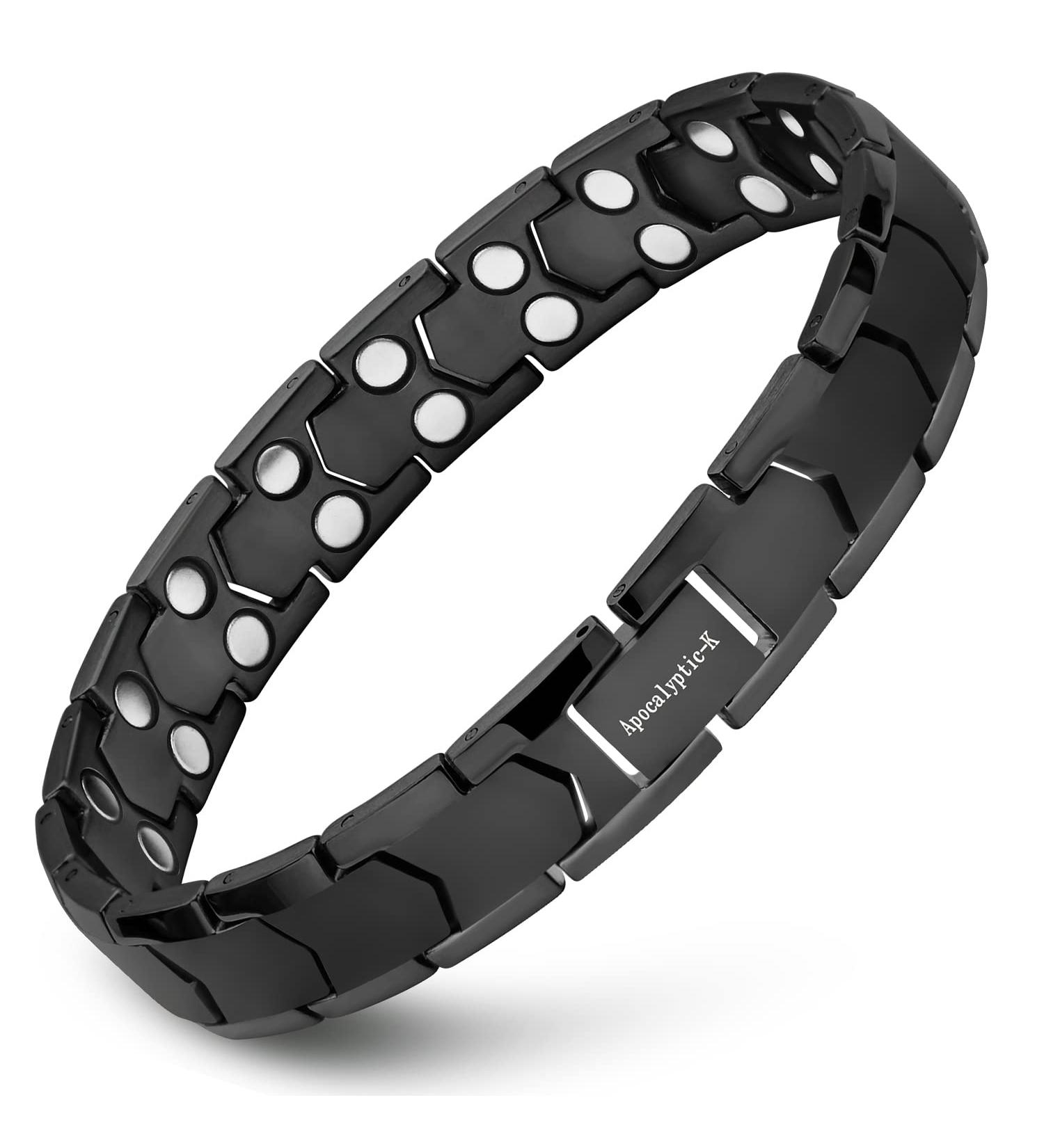 Men's Pure Titanium Magnetic Bracelets - Double Powerful Magnets, Eliminate Static Electricity - Black Bracelets - Buy Online on SooperMarket.com