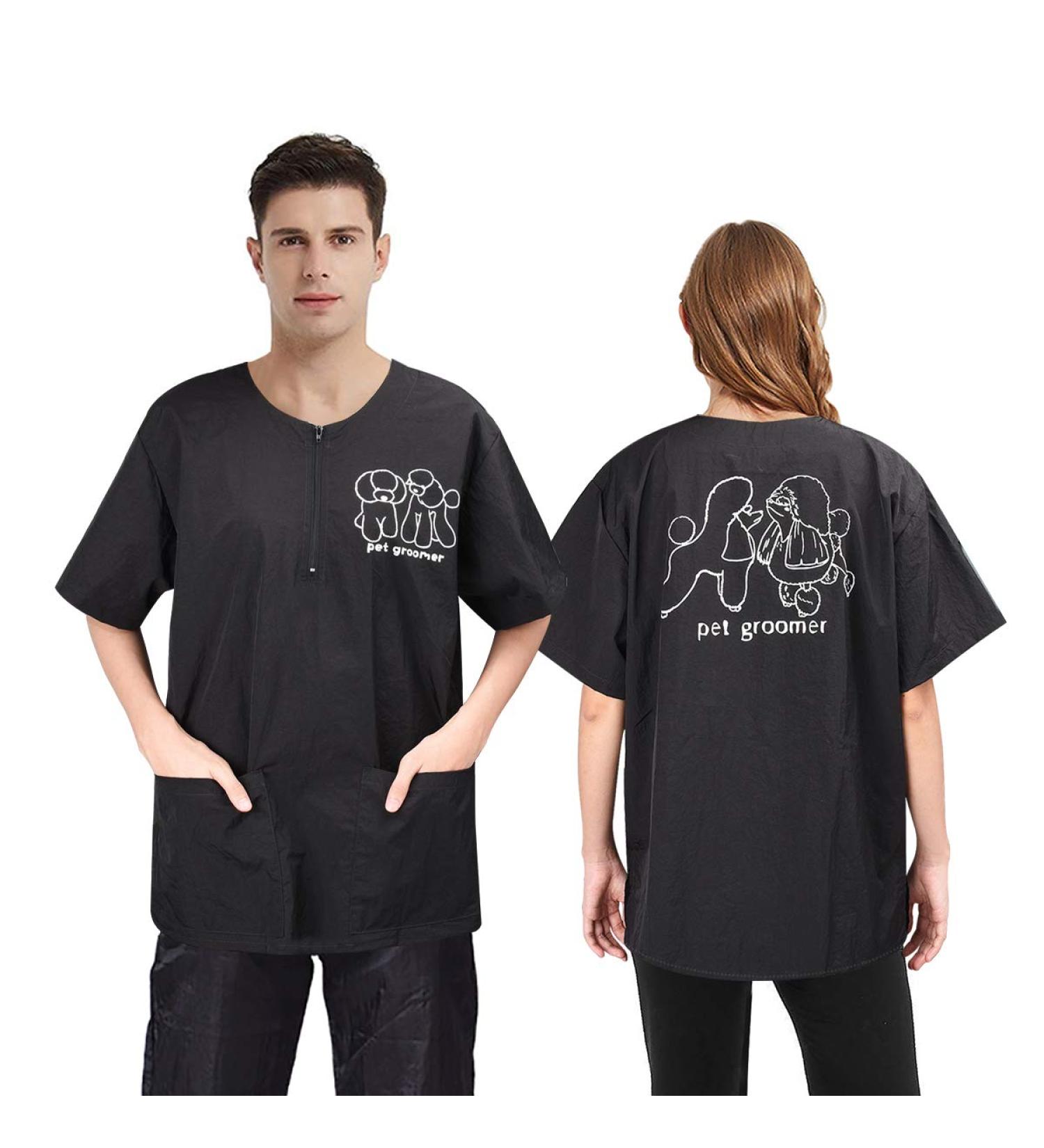 3XL No Lifting Short Arm Pet Groomer Smock - Waterproof Antistatic Work Clothes for Dogs & Cats - 2 Pockets - Ideal for Pet Shops - Pack of 1 - Buy Online on SooperMarket.com