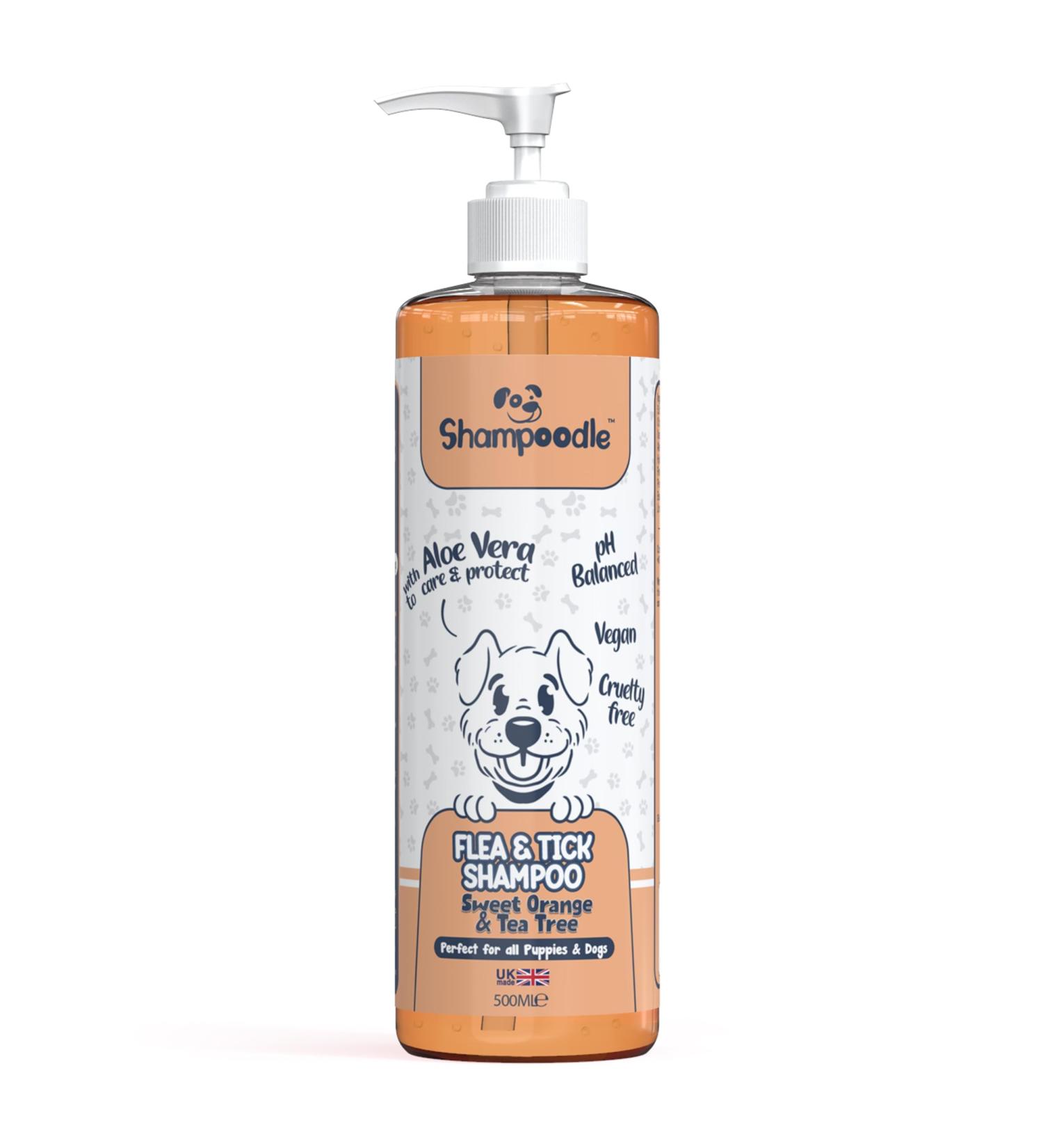 Shampoodle Sweet Orange & Tea Tree Dog Shampoo & Conditioner 500ml - Flea & Tick Repellent - pH Balanced Vegan Formula with Aloe Vera & Vitamin E - Buy Online on SooperMarket.com
