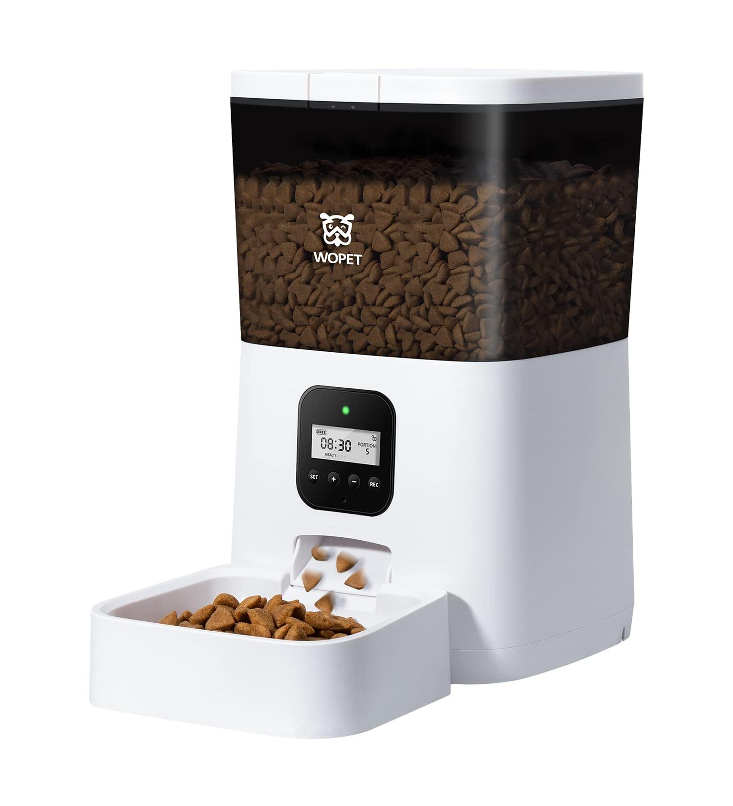 WOPET Automatic Cat Feeder Timed Dog Feeder Pet Food Dispenser with Desiccant Bag for Dry Food Programmable Portion Control & Voice Recorder for Small / Medium Pets White - Buy Online on SooperMarket.com