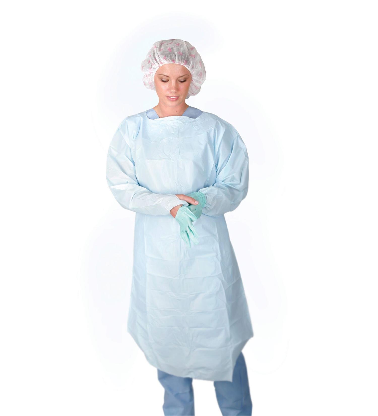 Medline Isolation Gown with Thumb Loop Polyethylene Regular/Large Size Blue (Pack of 75) Regular/Large 75