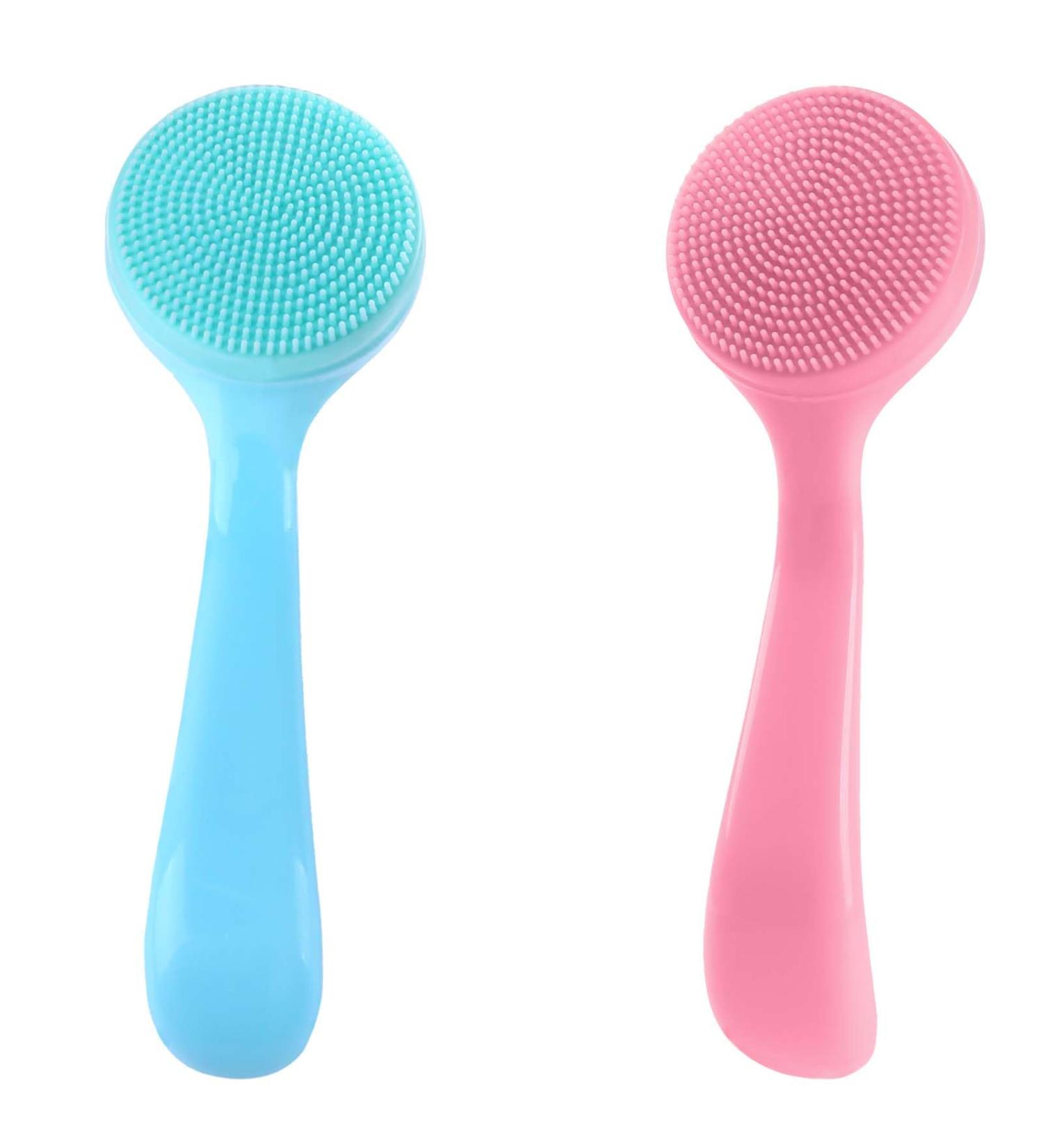 Buy Wllhyf 2-Pack Manual Face Cleaning Brush - Soft Silicone Peeling Pad with PP Handle for Clear Skin (Blue & Pink) - International Shipping - Buy Online on SooperMarket.com