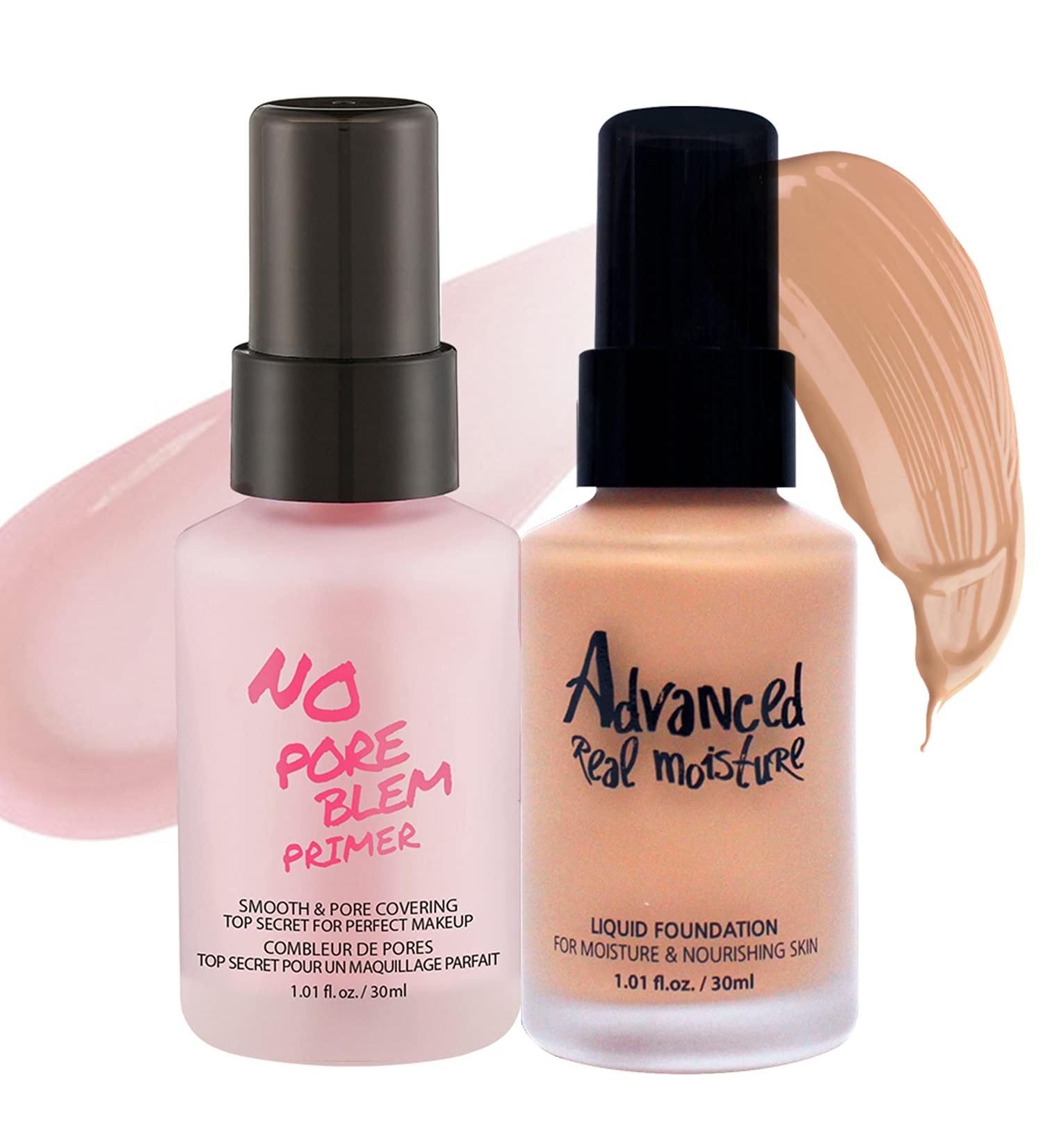 TOUCH IN SOL Primer & Foundation Combo - No Pore Blem Primer + Real Moisture Liquid Foundation (#25 Set) - Buy Online on SooperMarket.com