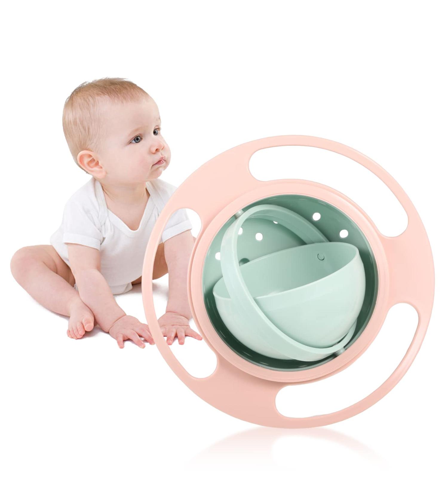360 Gyro Bowl: Unspillable Snack Toddler Bowl - Anti Spill, Magic Bowl for Babies & Kids - Light Pink - Buy Online on SooperMarket.com