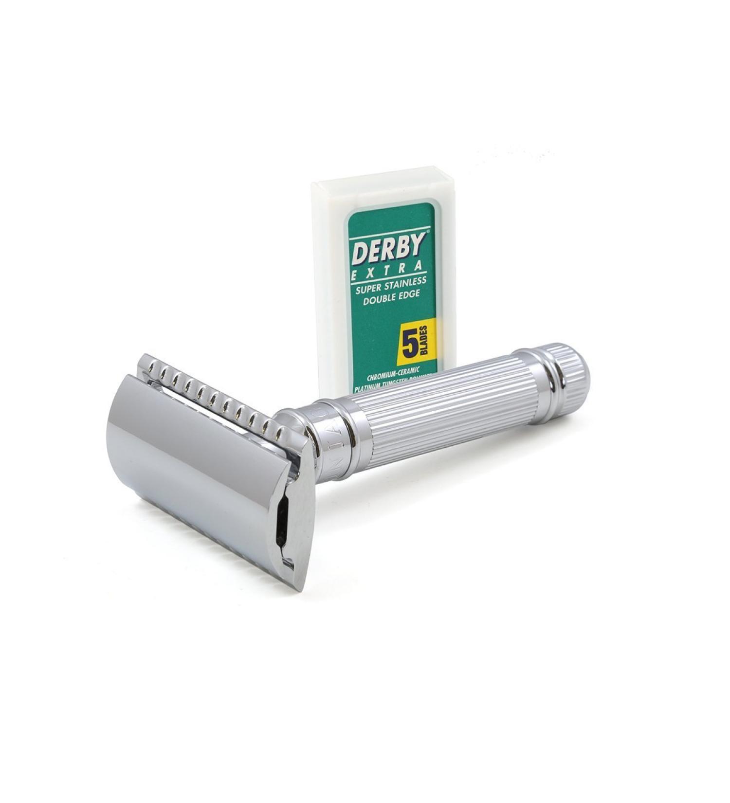 Edwin Jagger Double Edge Safety Razor - Premium Stainless Steel Shaving Tool - Buy Online on SooperMarket.com