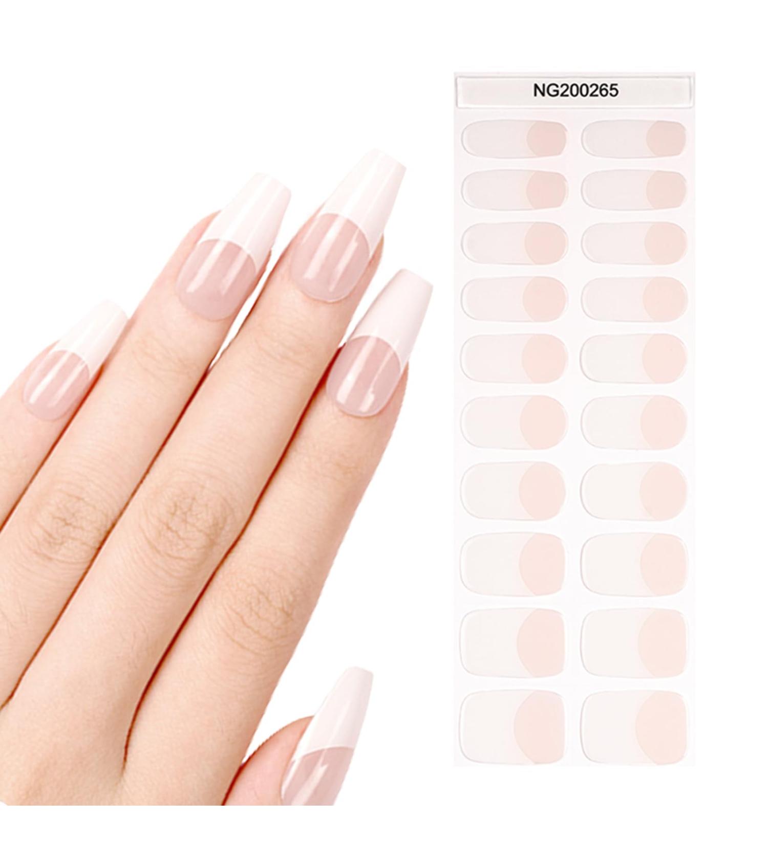 French Semi Cured Gel Nail Strips - 20 Self-Adhesive Stickers for French Tip Manicure - Salon-Quality UV/LED Lamp Required - Buy Online on SooperMarket.com