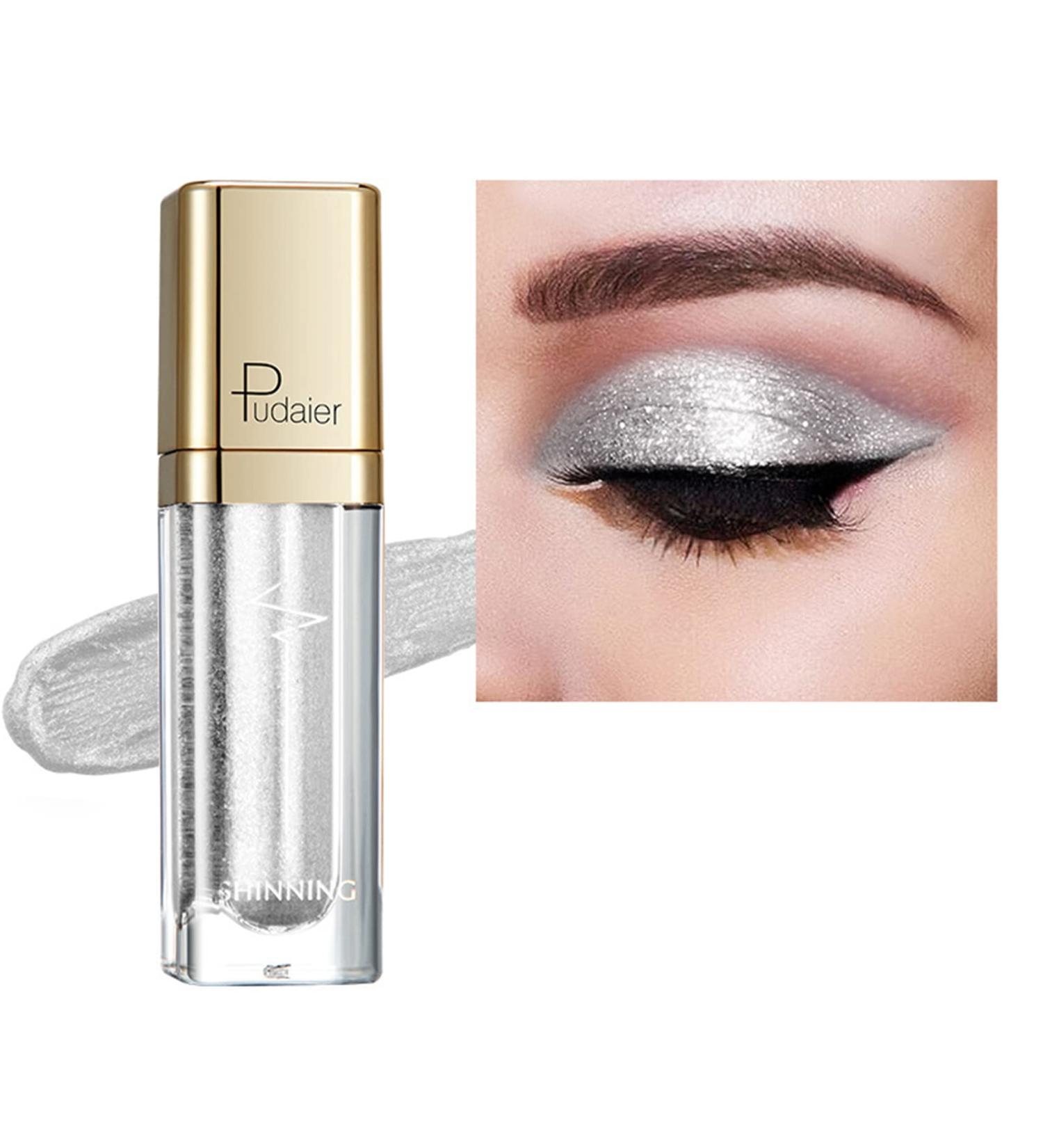 Diamond White Liquid Glitter Eyeshadow - Metallic Icy White with Fine Sparkle, Long-Lasting Formula for Sparkling Eyes - Buy Online on SooperMarket.com