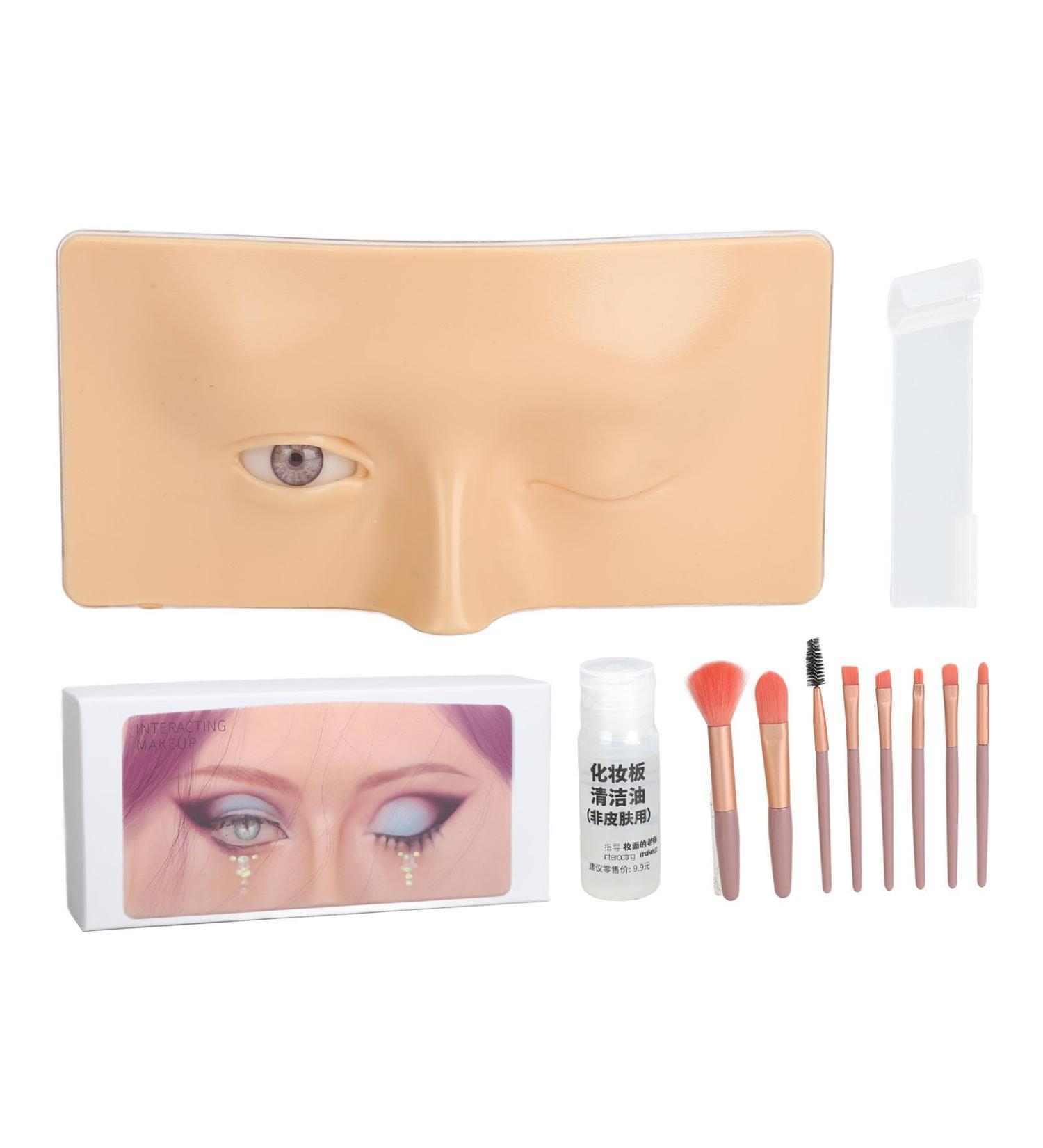 Dekaim Makeup Practice Board Silicone Face Eye Makeup Practice Board with Eyeshadow Brush for Self-taught or Professional Enthusiasts (White Skin) - Buy Online on SooperMarket.com