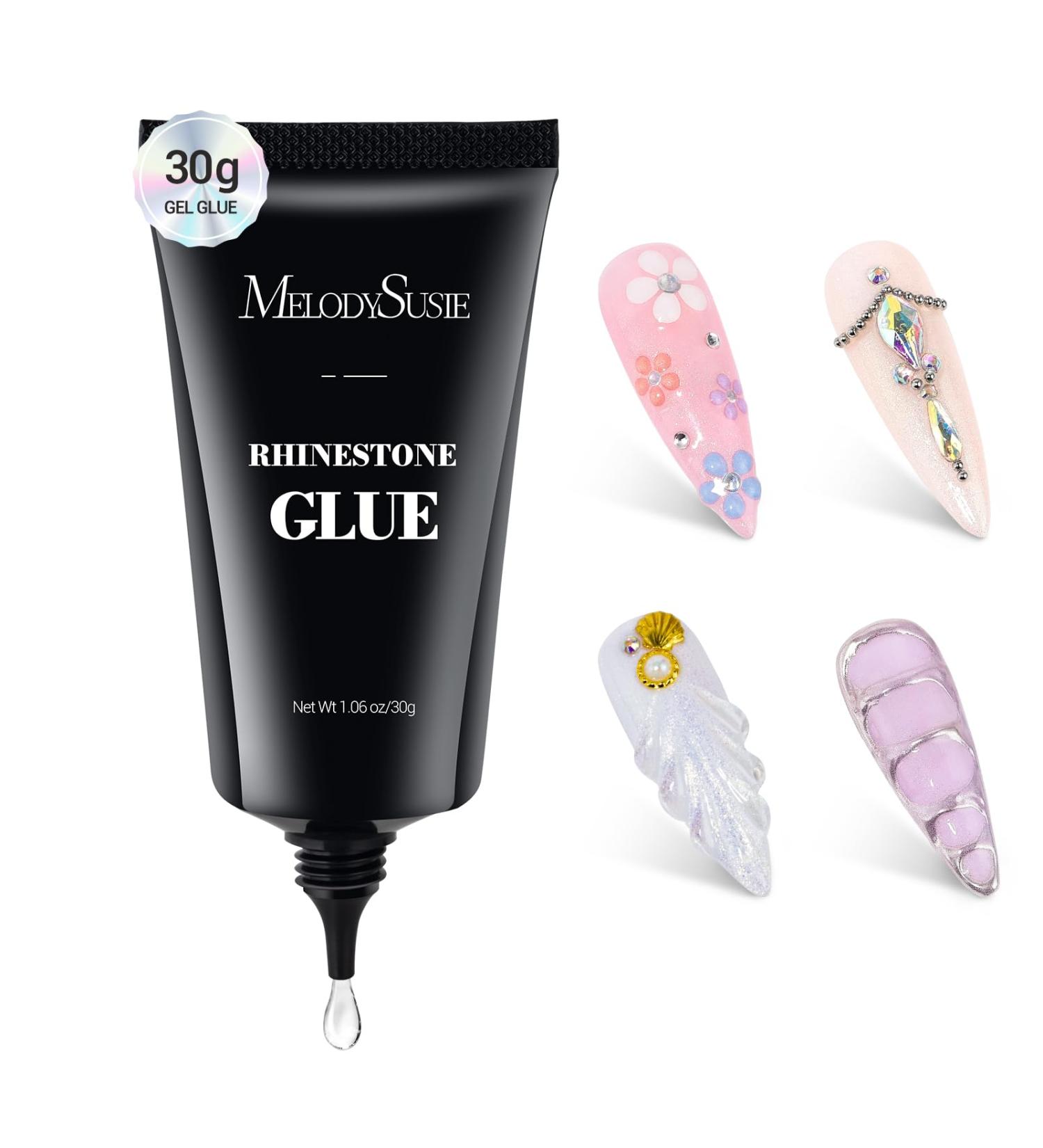 MelodySusie 4 in 1 Rhinestone Nail Glue - 30g Super Strong Gel for Nail Charms & Art | UV/LED Cured 3D Nail Decor - Buy Online on SooperMarket.com