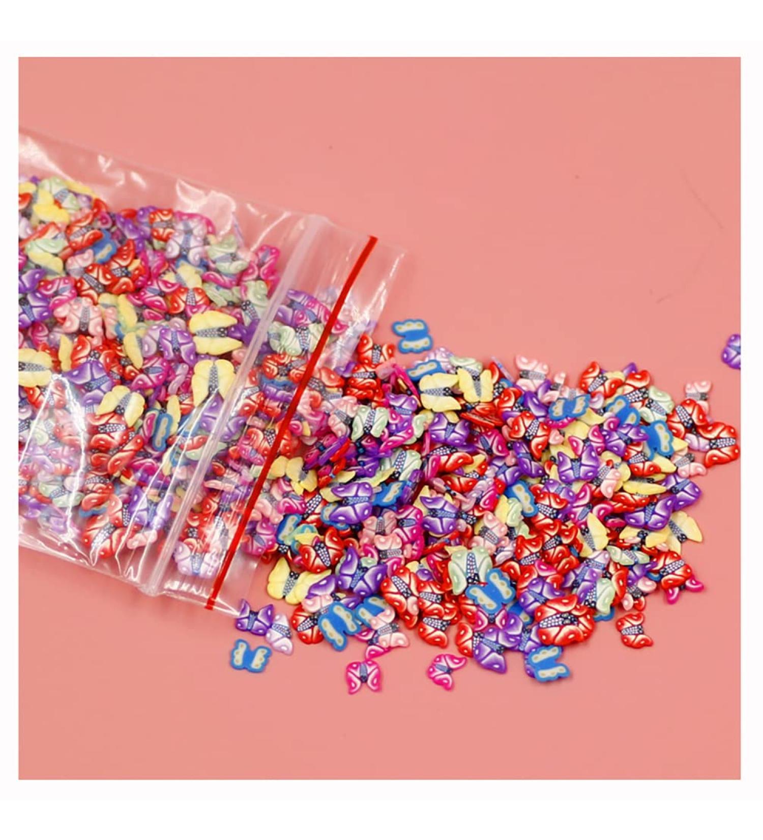 EGURS 1000 pieces 3D nail art polymer clay slices of colorful soft tone pearl nails sticker nail art decoration handicrafts handicrafts butterfly