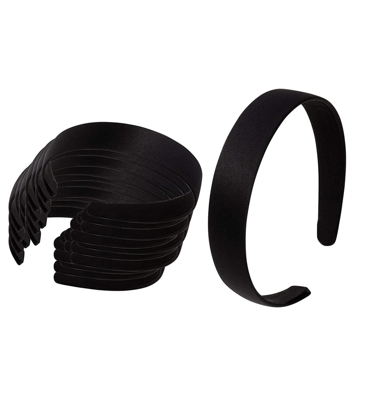 Black Satin Covered Headbands for Women or Teens - 24 Pack (4.8 x 5.75 x 1 In) - Buy Online on SooperMarket.com