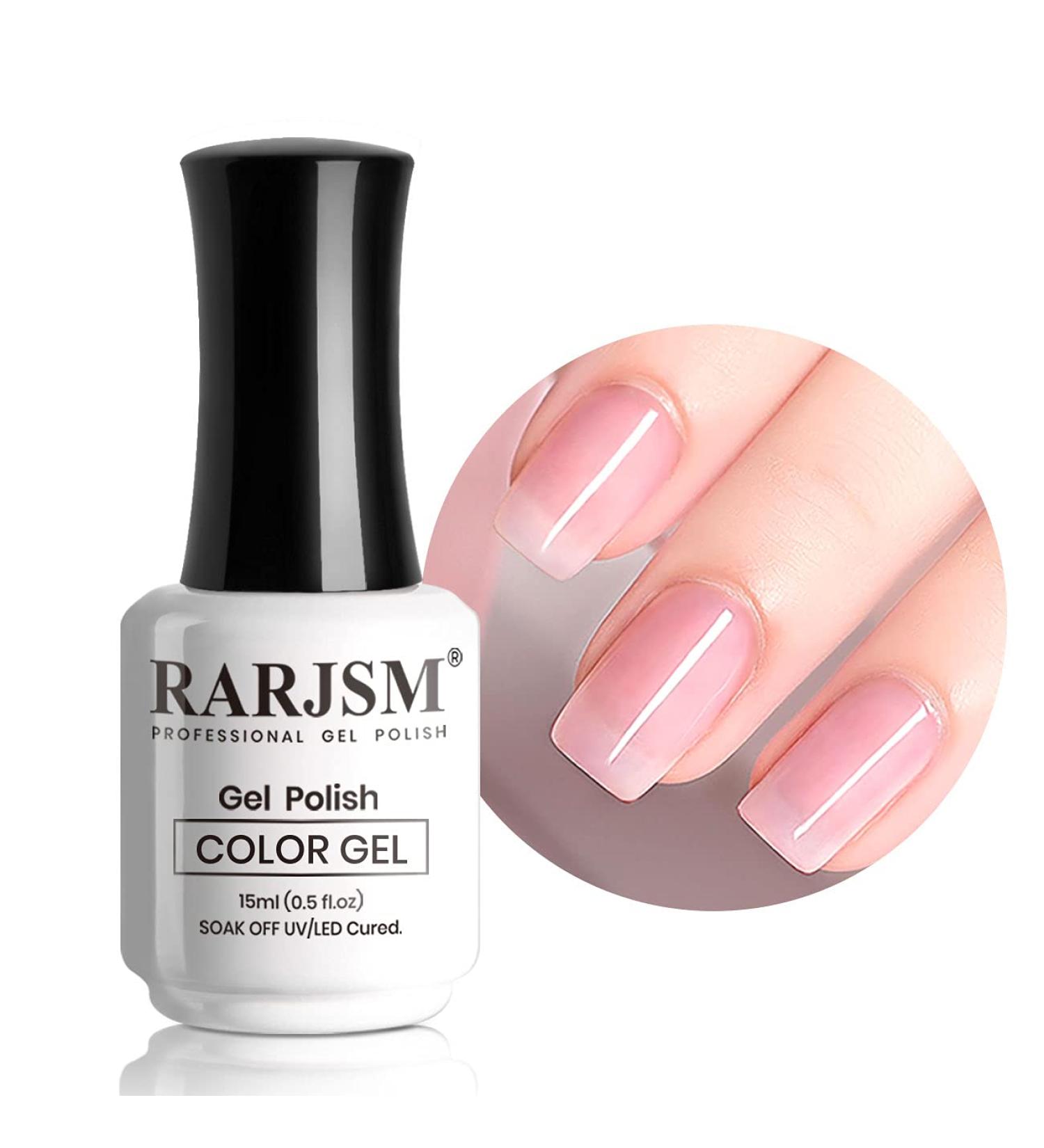 RARJSM Translucent Sheer Pink Gel Nail Polish - Soak Off Clear Pink French Manicure Jelly Nail Varnish - 1pcs 15ml for Salon or DIY Nail Art - Buy Online on SooperMarket.com