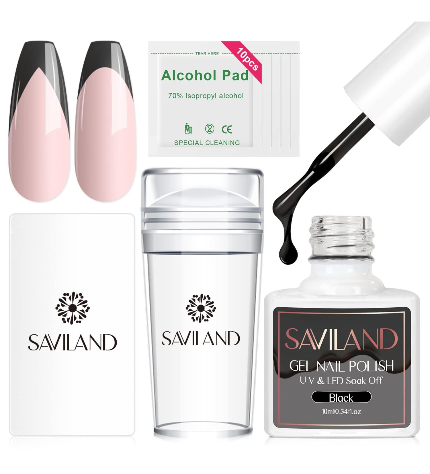 Saviland Nail Stamper Kit with Gel Polish - Easy to Use French Manicure Nail Art Set - Buy Online on SooperMarket.com