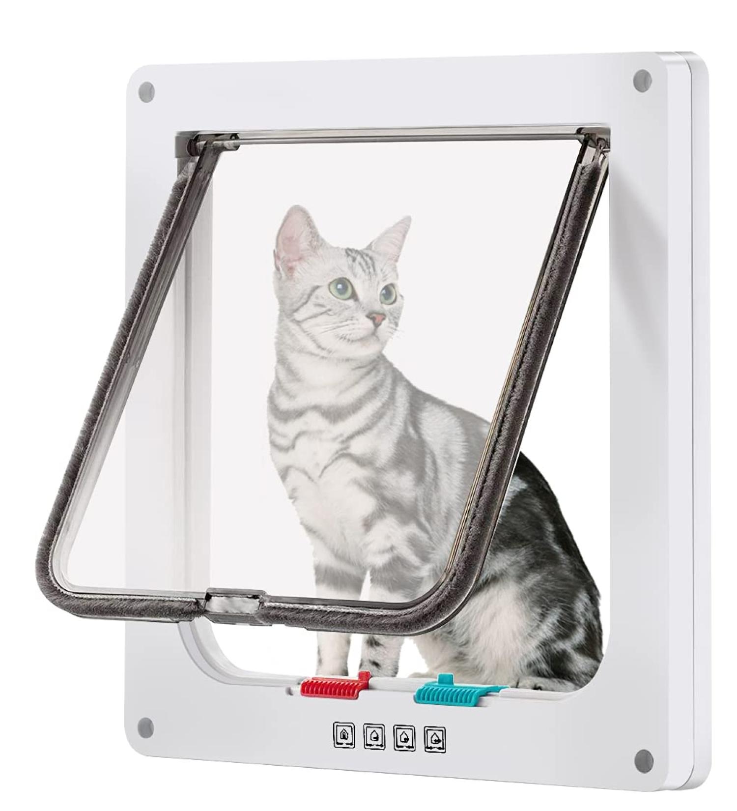 CEESC Large Cat Door 11x9.8 - 4 Way Locking for Windows & Sliding Glass - Weatherproof Cat Flap for Cats & Dogs - 24.8 Circumference, White - Buy Online on SooperMarket.com