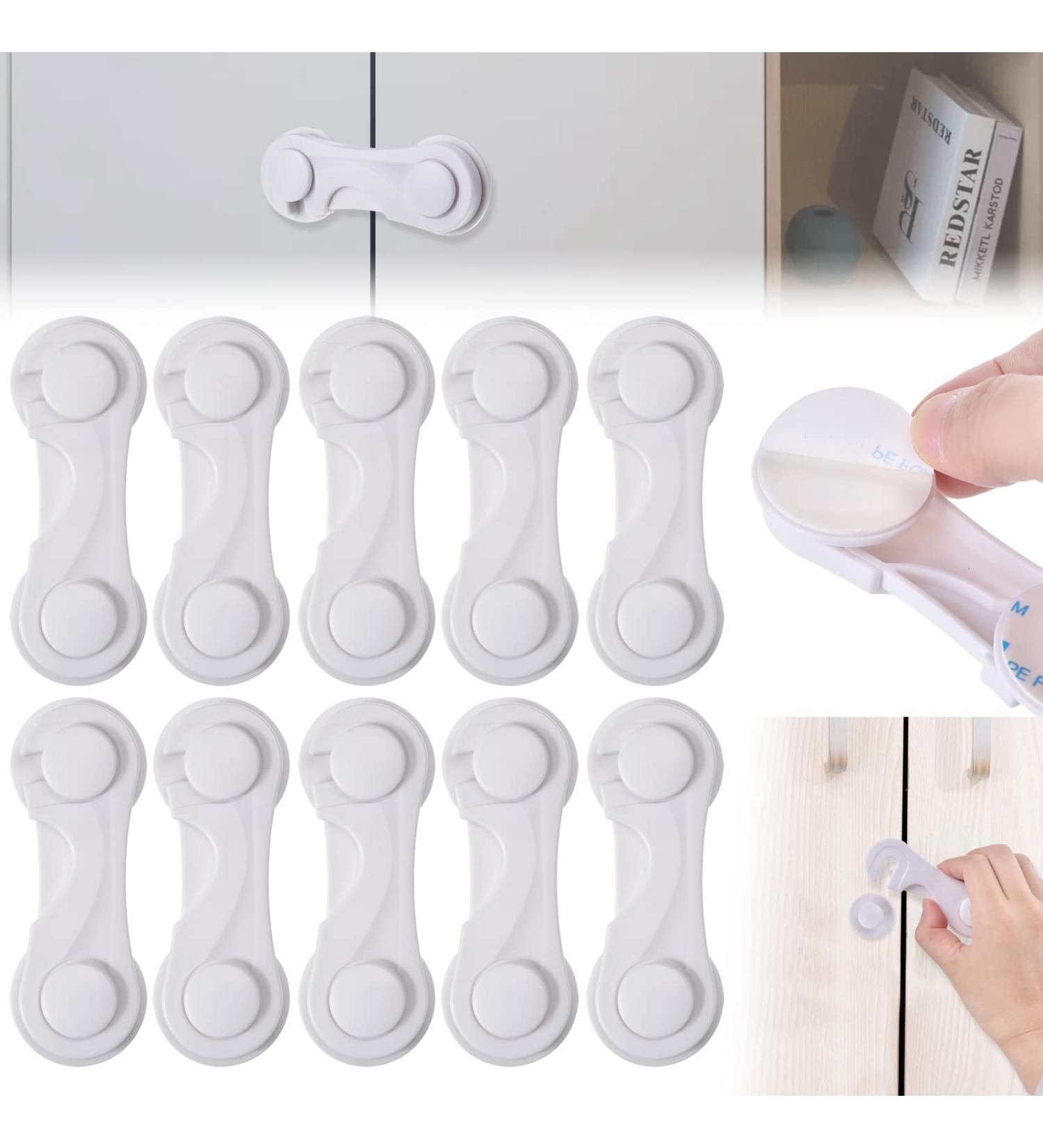 NORSON-NADISHA 10PCS Child Safety Cupboard Locks - Adhesive Locks for Cabinets, Drawers, Fridge, and More - Buy Online on SooperMarket.com