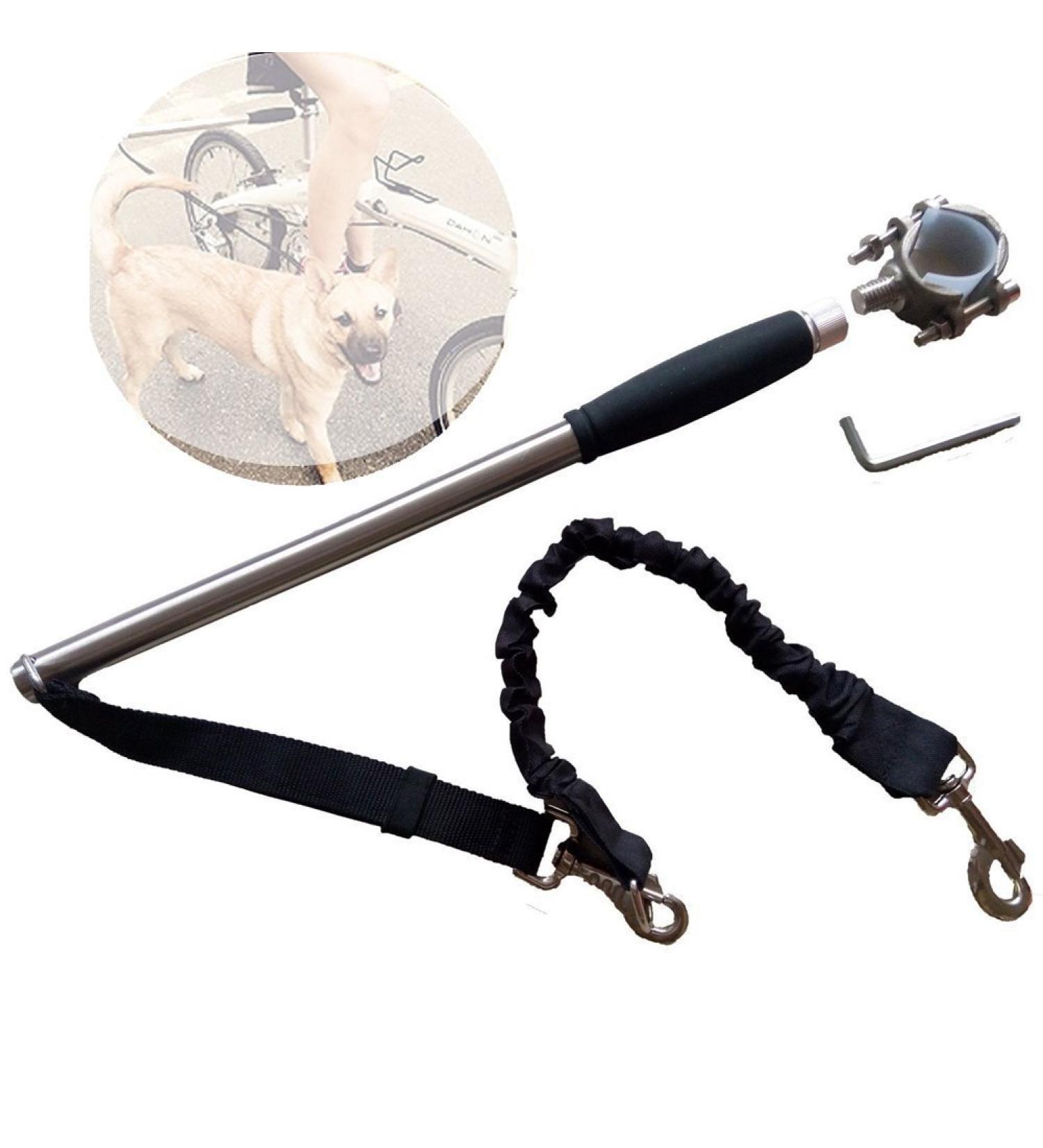 T Tocas Stainless Steel Bicycle Dogs Leash - Walk & Ride with Hands Free Pet Training Lead Comfortable Silicone Handle Black Handle - Buy Online on SooperMarket.com