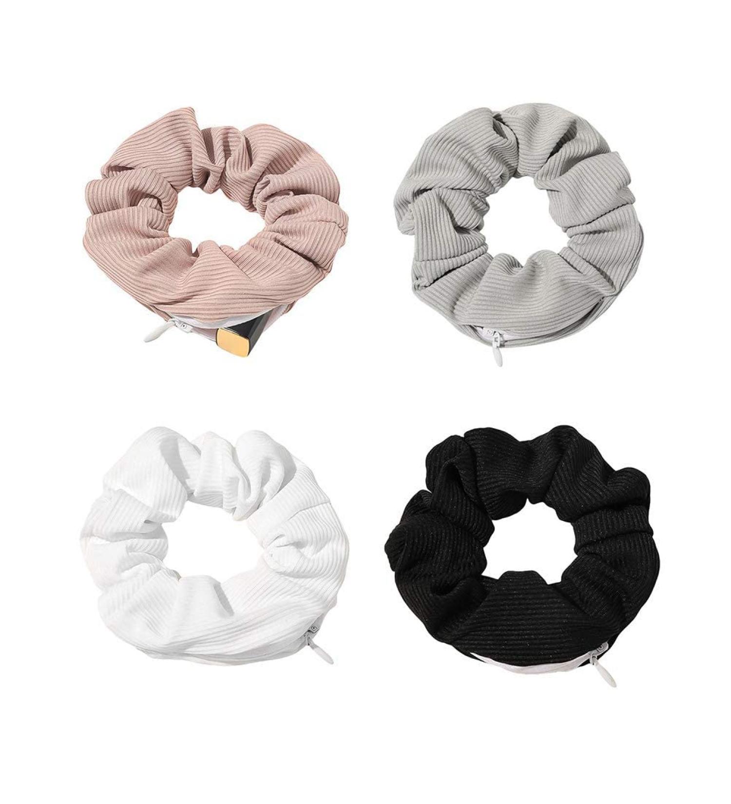 Rapoyo 4-Piece Colorful Hair Ties with Zipper Bag | Stylish Scrunchies & Elastic Hair Bands for Women & Girls - Perfect Ponytail Accessories - Buy Online on SooperMarket.com