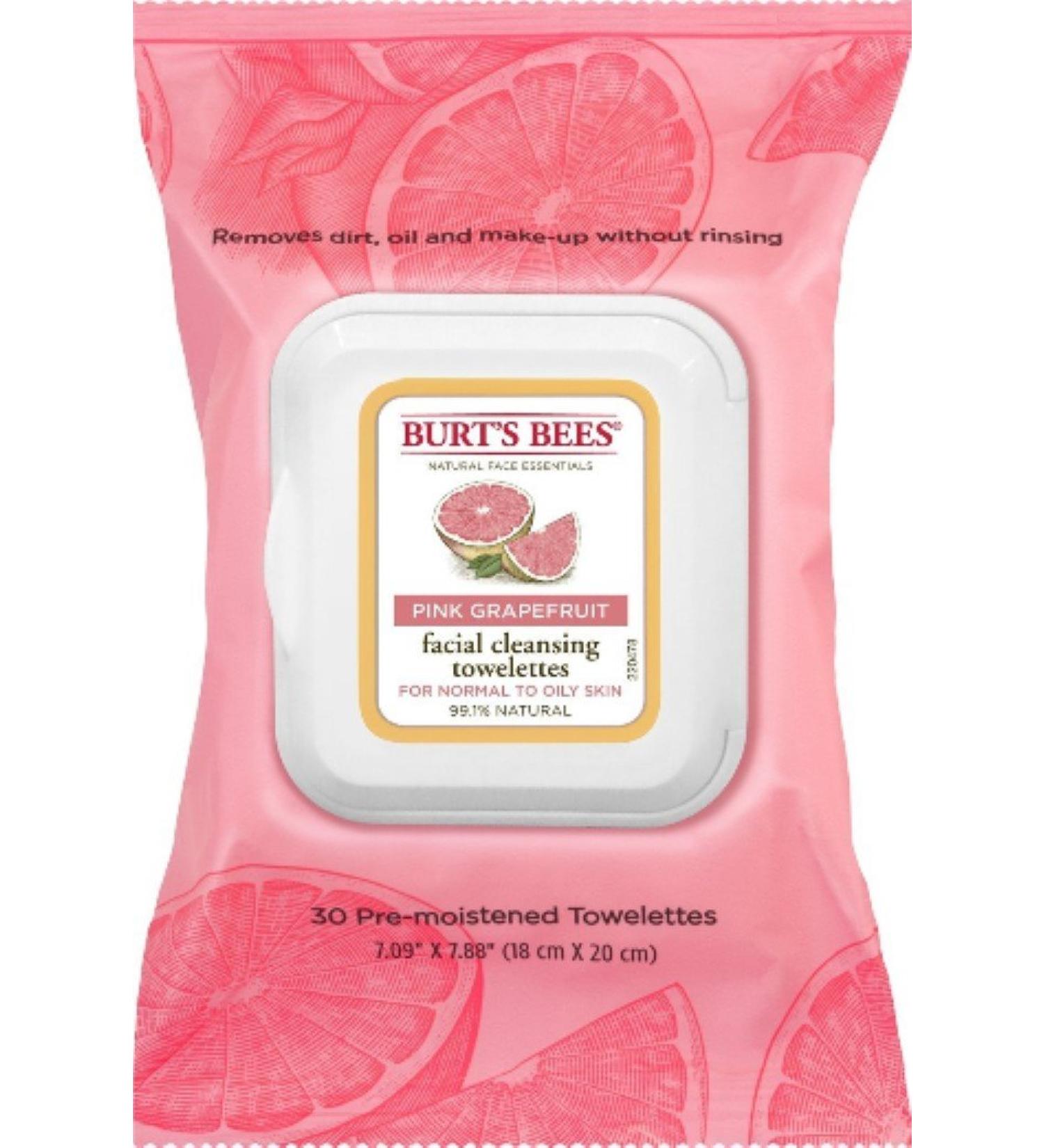 Burts Clnse Towelette Gra Size 30ct Burts Cleasing Towel Pink Grapefruit 30ct (3 pack) 30 Count (Pack of 3)