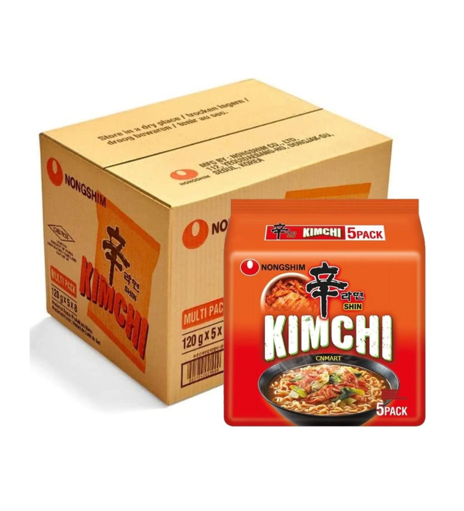 Nong Shim Kimchi Ramyun Instant Noodle Soup Halal 120g (Pack of 40) Include Free CNMART Chopsticks - Buy Online on SooperMarket.com