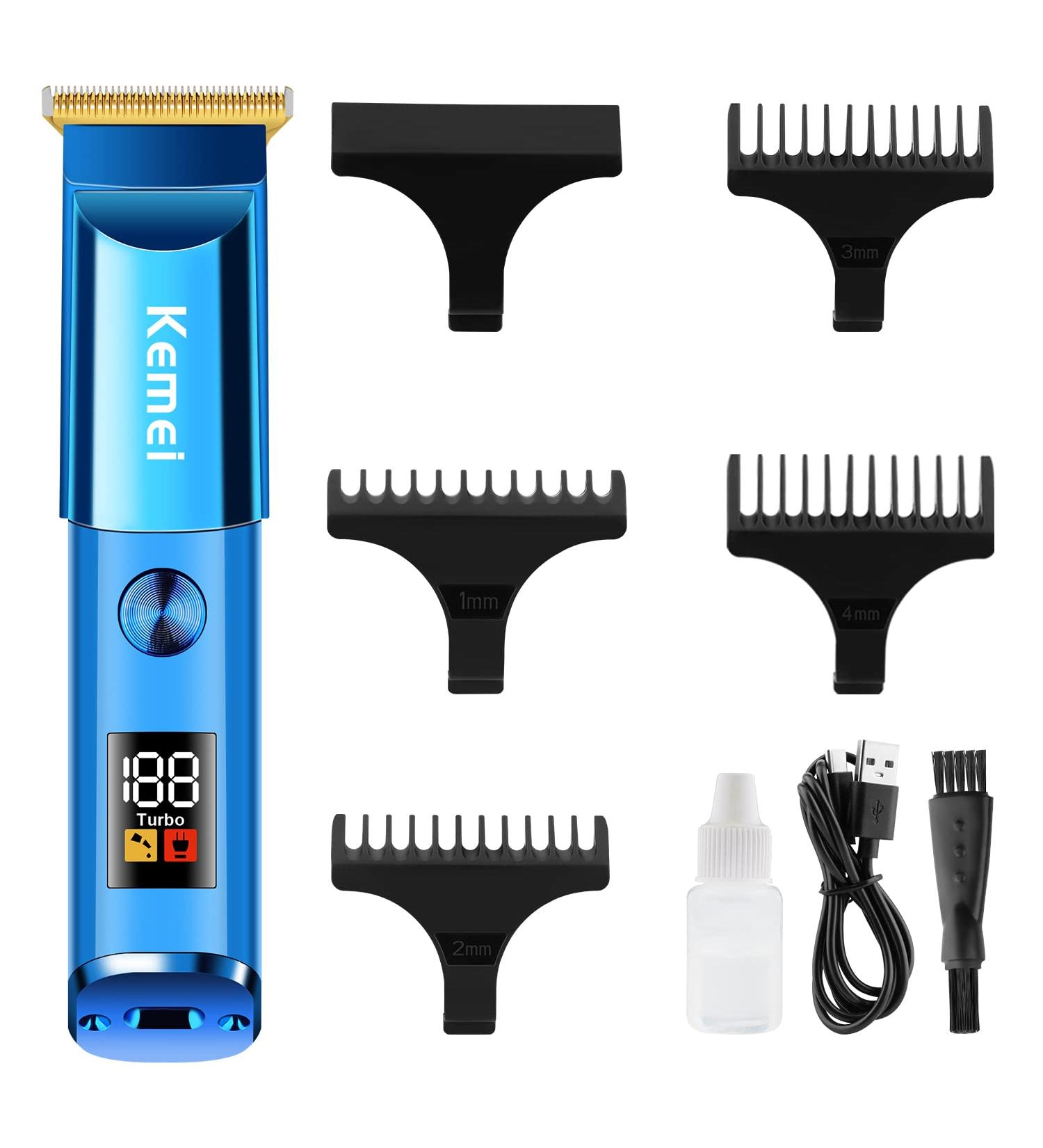 KEMEI Blue Hair Clippers for Men Cordless Clippers for Hair Cutting Professional Barber Clippers USB Rechargeable Wireless Haircut Clippers km-075 - Buy Online on SooperMarket.com