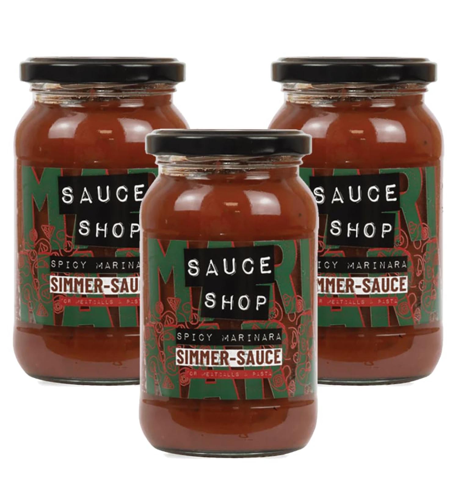 Sauce Shop - Spicy Marinara Simmer Sauce Pack of 3 - Perfect for Meatballs - 3x 360g Glass Jars