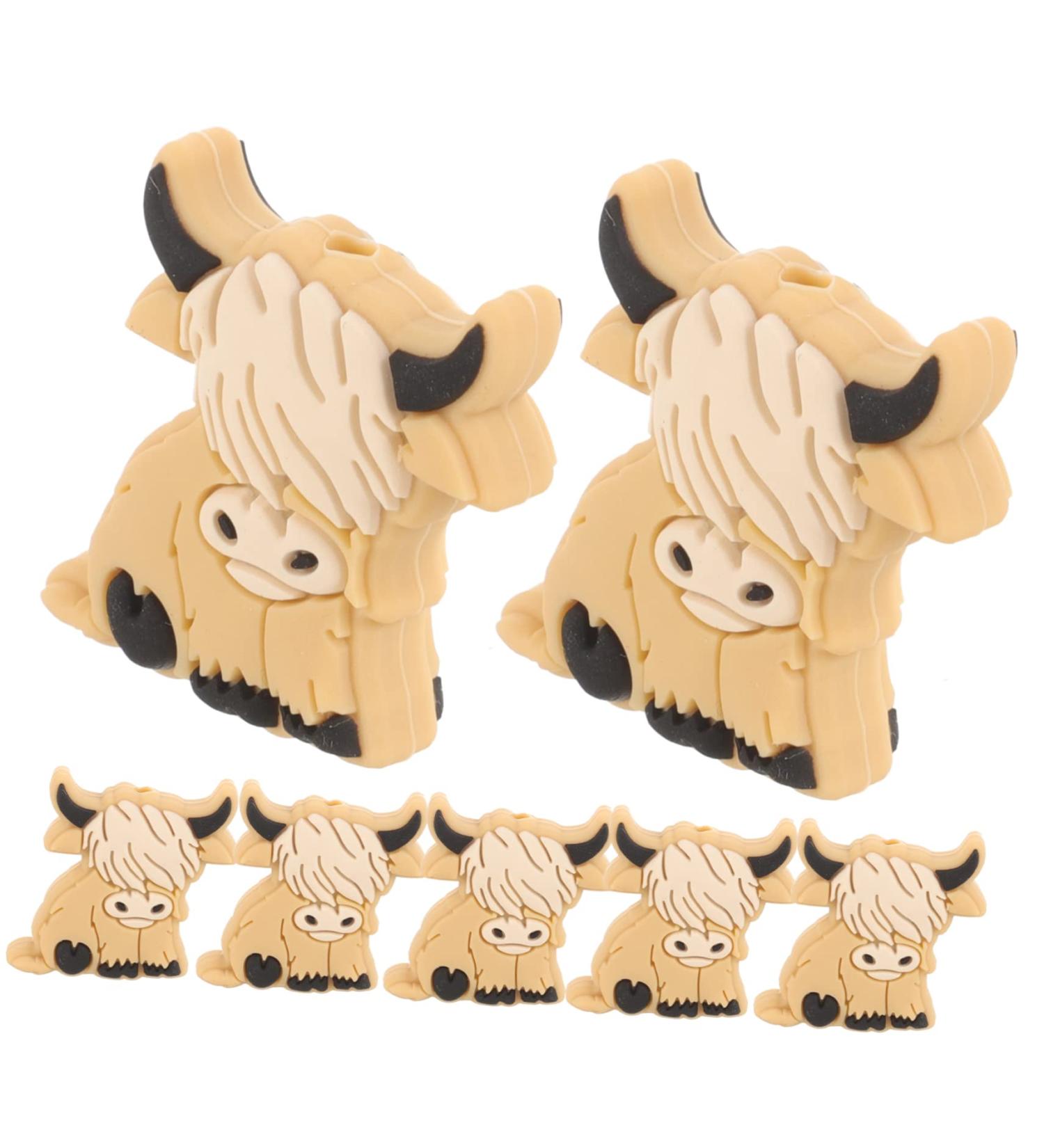 CRAFTHROU 10pcs Highland Animal Silicone Beads Toy - Cute Silica Gel Baby Beads 2.8x2.7cm - Buy Online on SooperMarket.com