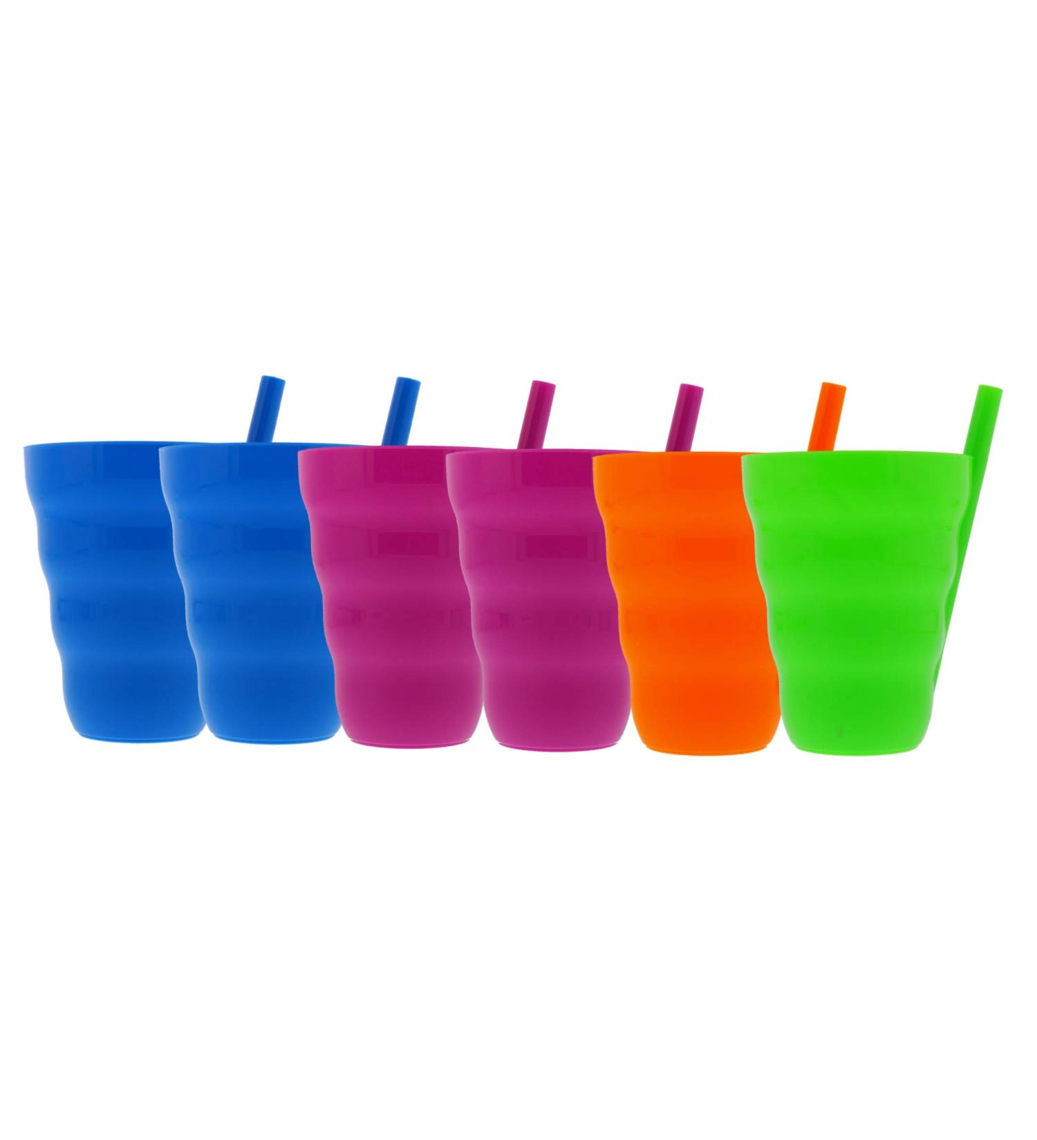 Arrow Home Products Sip A Cup with Built in Straw 10oz 6pk - BPA-free Stackable Kids Straw Cups (Purple/Blue/Green/Orange) - Made in USA - Buy Online on SooperMarket.com