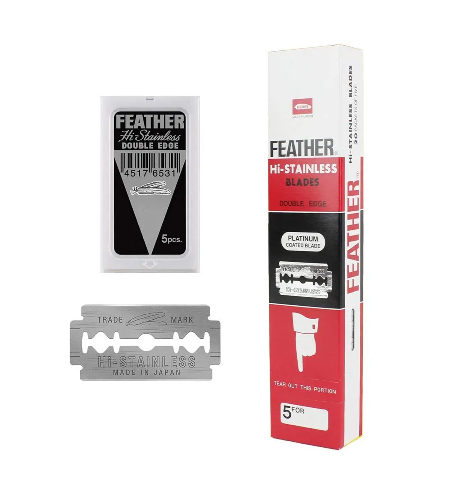 Feather Double Edge Safety Razor Blades - 100 Count, 10 Packs of 10 Blades - Buy Online on SooperMarket.com