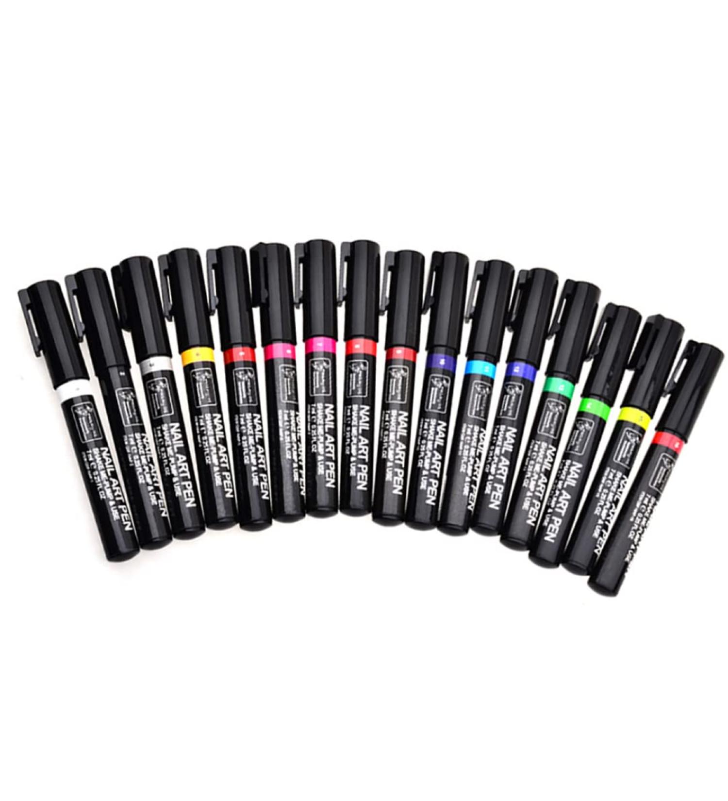 16PCS Nail Art Pen Painting Kit Nail Polish Pens Drawing Dotting Nail Polish Pen 3d Nail Design Beauty Tools For Uv Gel Polish Assorted Colour - Buy Online on SooperMarket.com