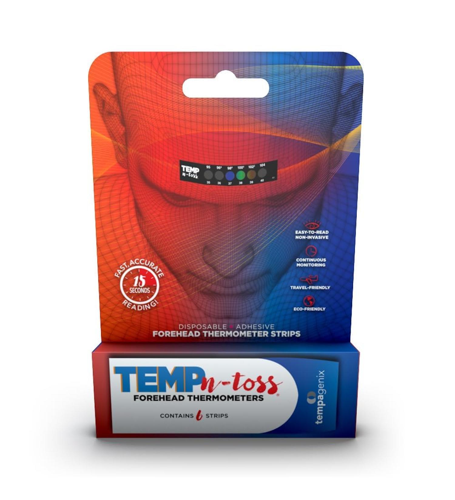 Fast Reading Disposable Forehead Thermometer Strips | Temp-N-Toss - Accurate Hygienic & Easy-to-Use Fever Indicator for Adults (6) - Ship Internationally - Buy Online on SooperMarket.com