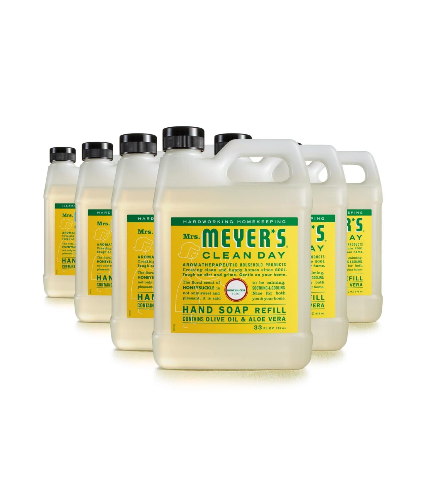 Mrs. Meyer's Honeysuckle Hand Soap Refill 33 fl. oz - Pack of 6 | Biodegradable Formula with Essential Oils - Buy Online on SooperMarket.com