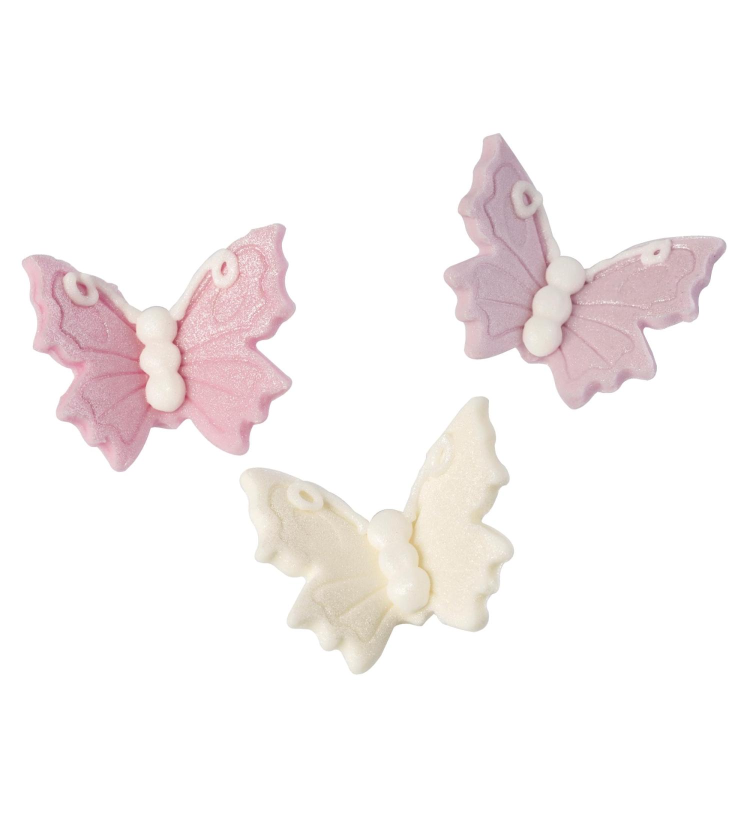 Culpitt Lustred Sugar Butterflies 18 Luxurious Butterfly Cake Decorations Cream Pink Purple Cupcake Toppers | Shimmer Lustre Finish