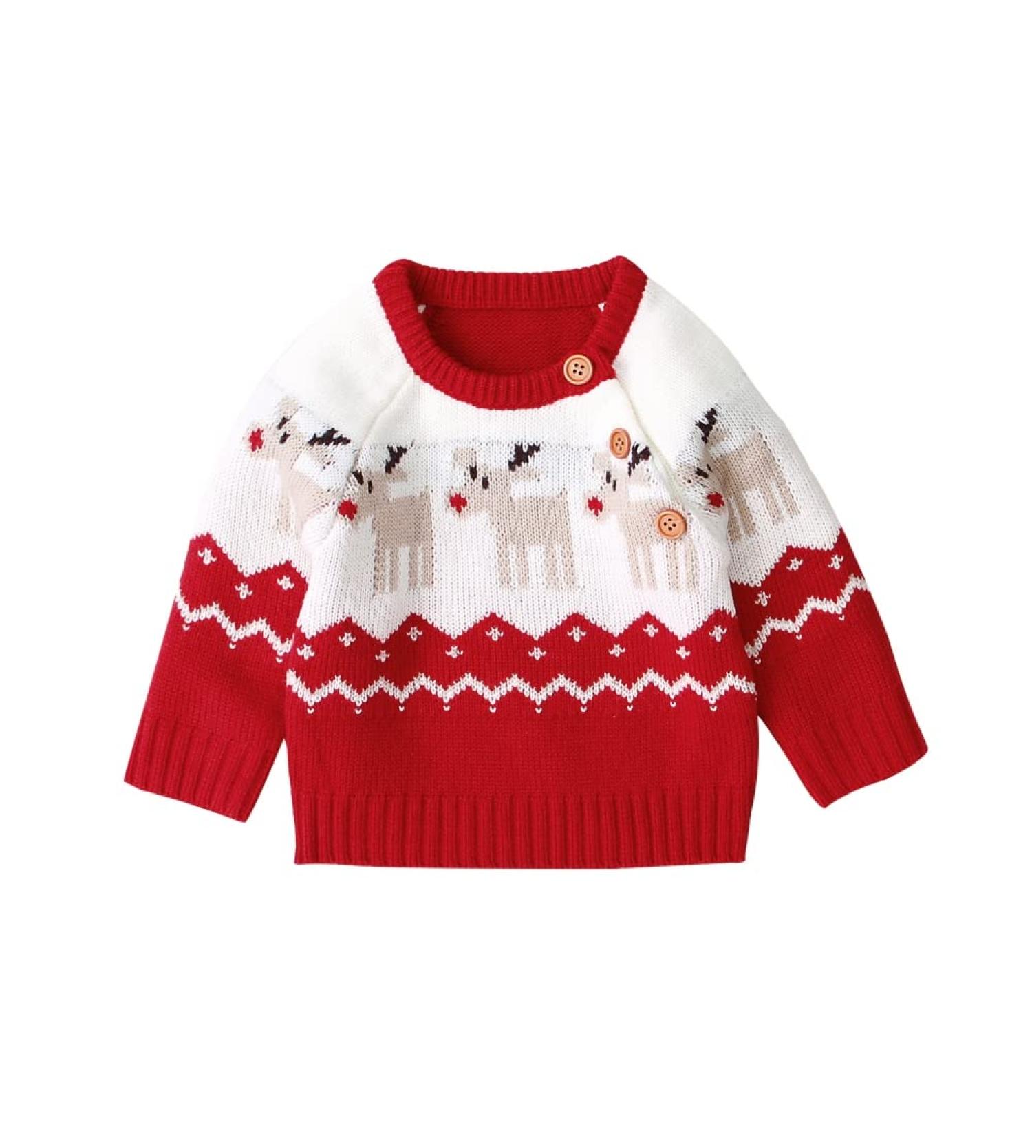 ESHOO Baby Boys Girls Christmas Deer Knit Pullover Sweater 6-12 Months - Red - Buy Online on SooperMarket.com