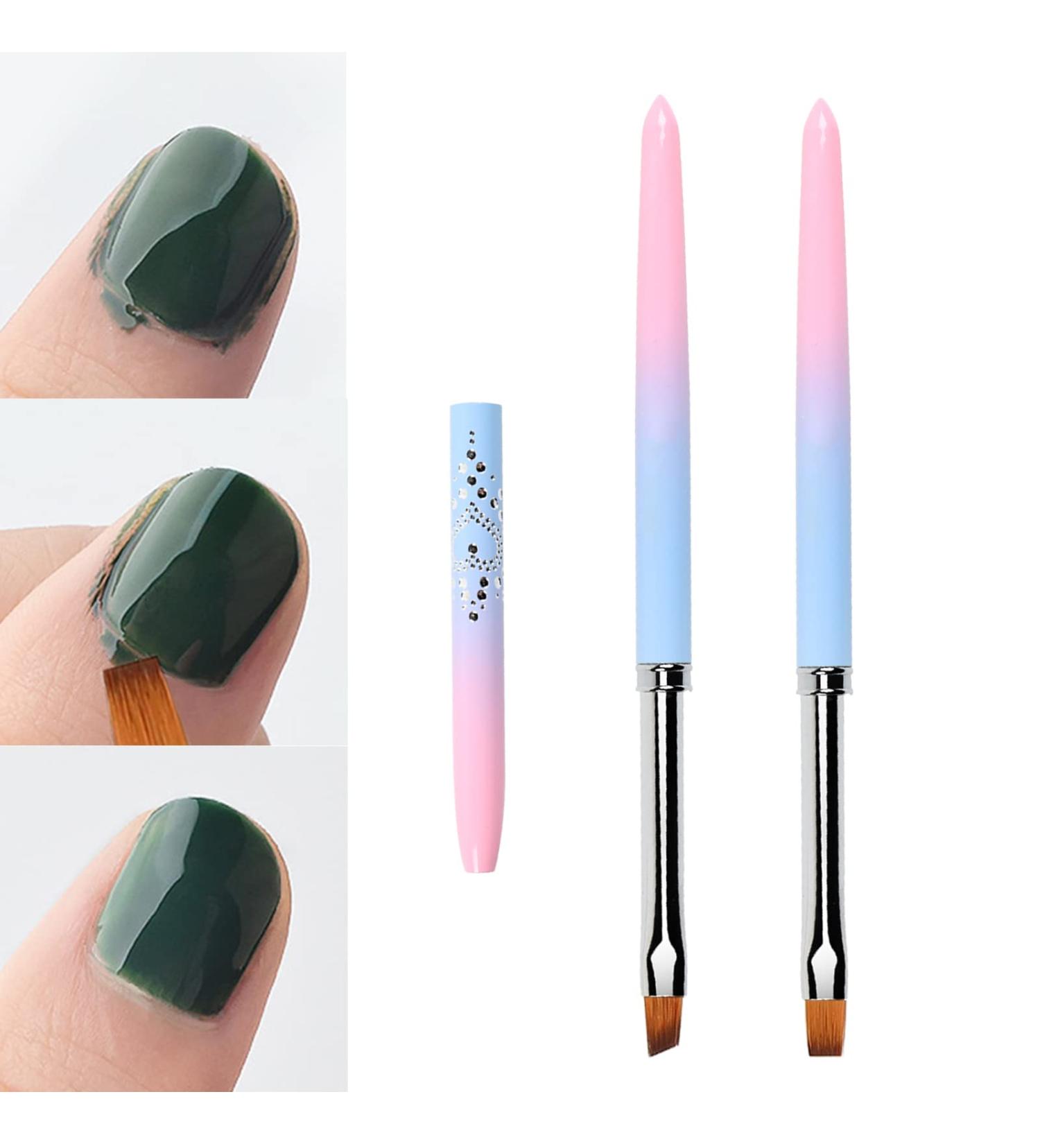 2 Pcs Round & Angled Nail Art Clean Up Brushes - Nail Painting Brushes for Mistake Cleanup and Design - 2pcs - Buy Online on SooperMarket.com