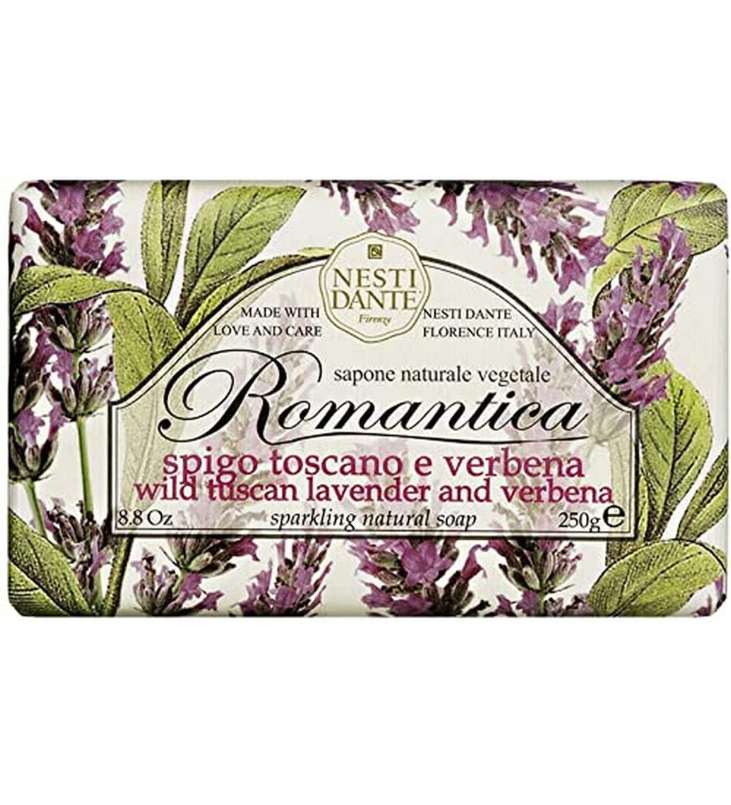 Nesti Dante Romantica Sparkling Natural Soap - Wild Tuscan Lavender & Verbena | 250g - Shop Internationally for Luxurious Skincare - Buy Online on SooperMarket.com