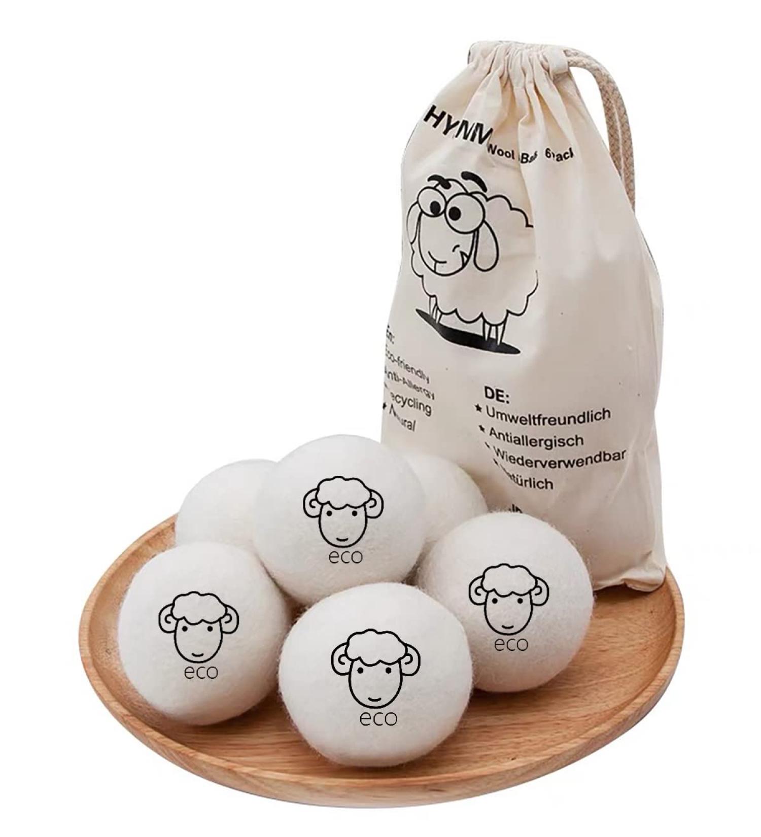 6-Pack Wool Dryer Balls - Reusable Laundry Balls for Natural Fabric Softening and Wrinkle Release - Organic Eco-Friendly Dryer Balls for Pet Hair Removal - Drying Ball Alternative to Dryer Sheets - Buy Online on SooperMarket.com