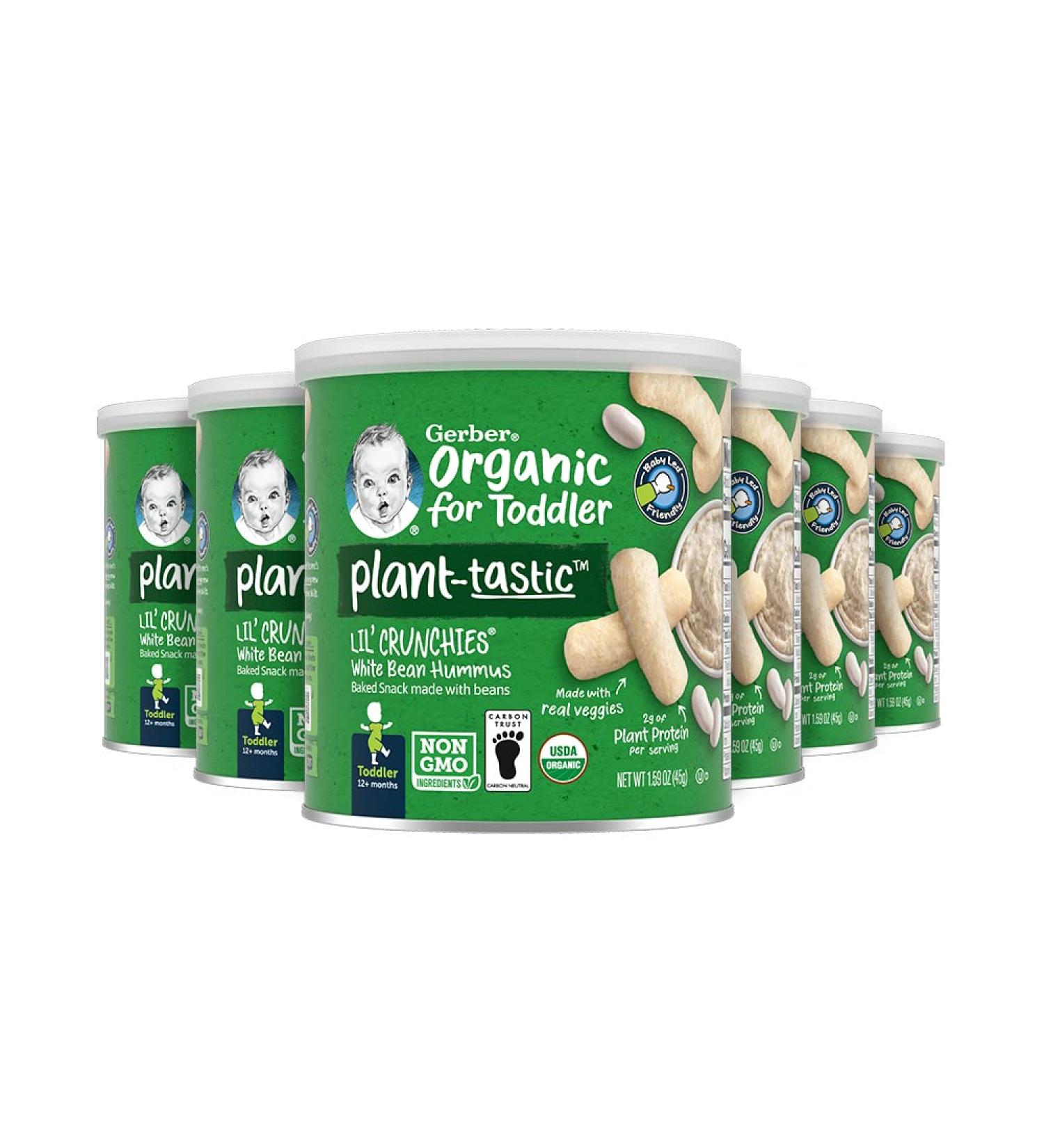 Gerber Organic Lil Crunchies Plant-tastic White Bean Hummus - 1.59oz (Pack of 6) - Buy Online on SooperMarket.com